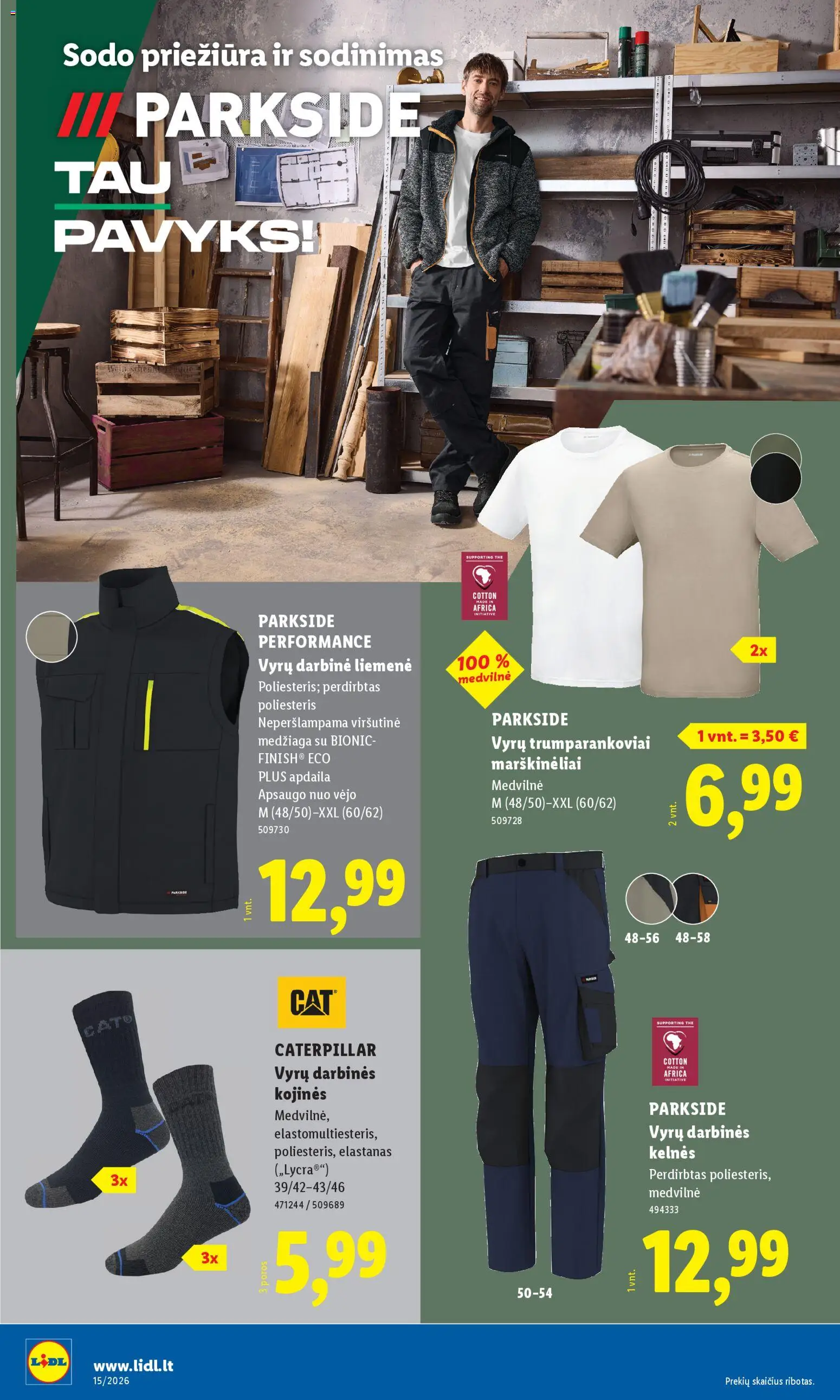 LIDL akcijos nuo 06.04.2026 | Puslapis: 8 | Prekių: Marškinėliai, Liemenė, Kelnes, Kojinės