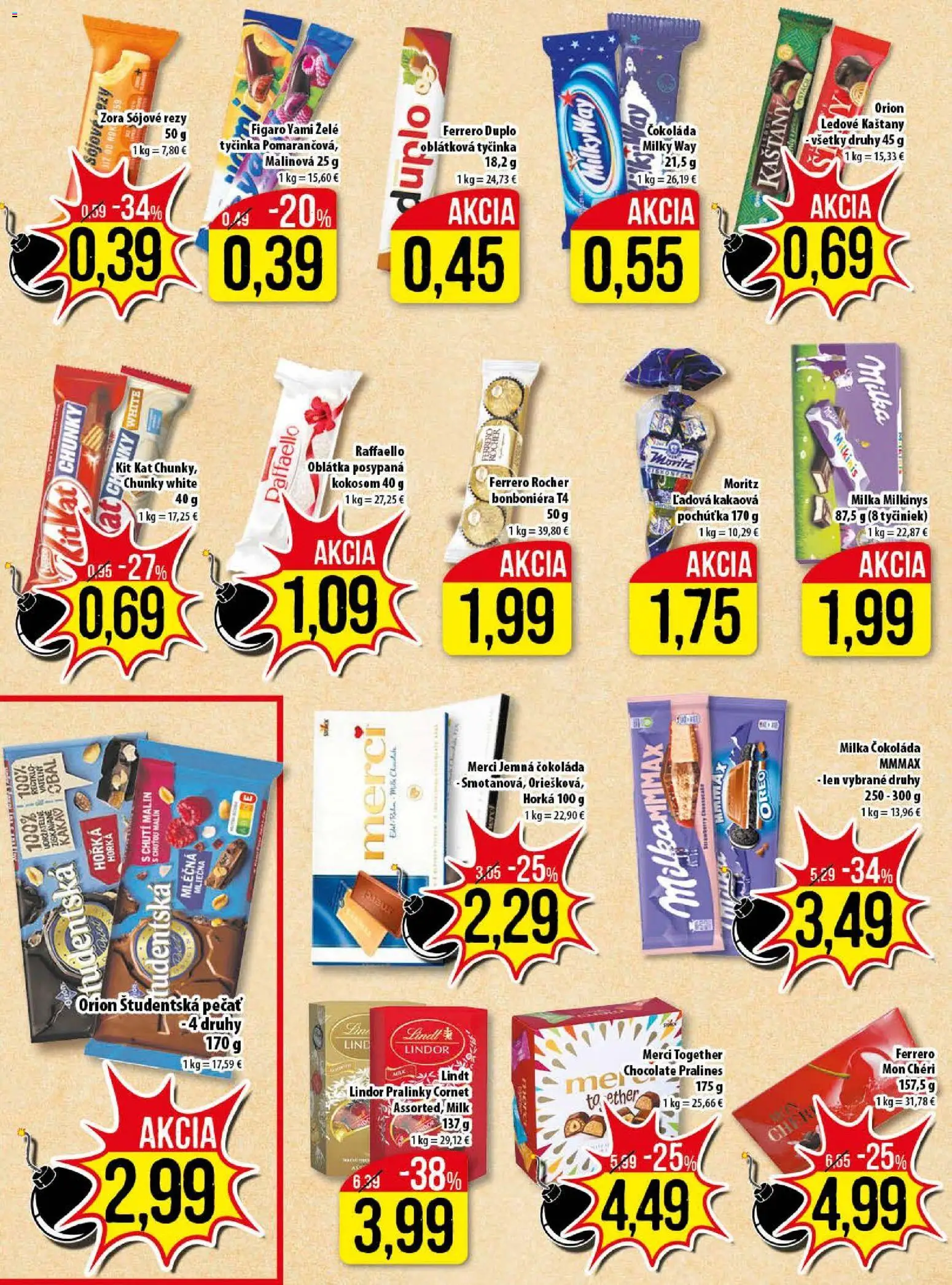 Nové Klas akcie – leták je platný od 02.02.2026 | Strana: 10 | Produkty: Lindor, Mon Chéri, Študentská pečať, Milka