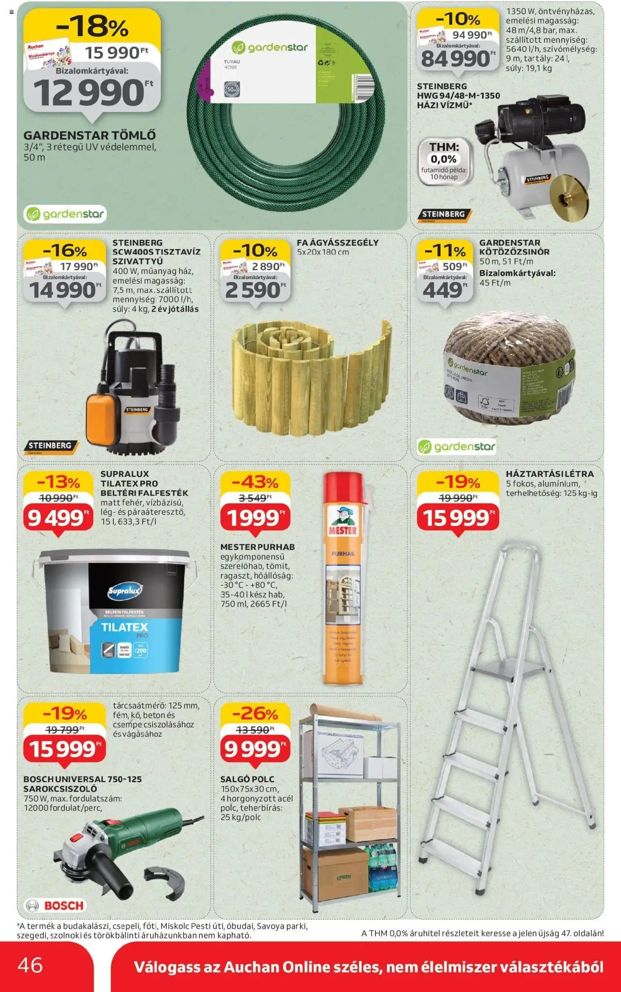 Auchan akciós ujság - amely érvényes a következő dátumtól: 07.08.2025 | Oldal: 46 | Termékek: Beton, Sarokcsiszoló, Szivattyú, Csempe