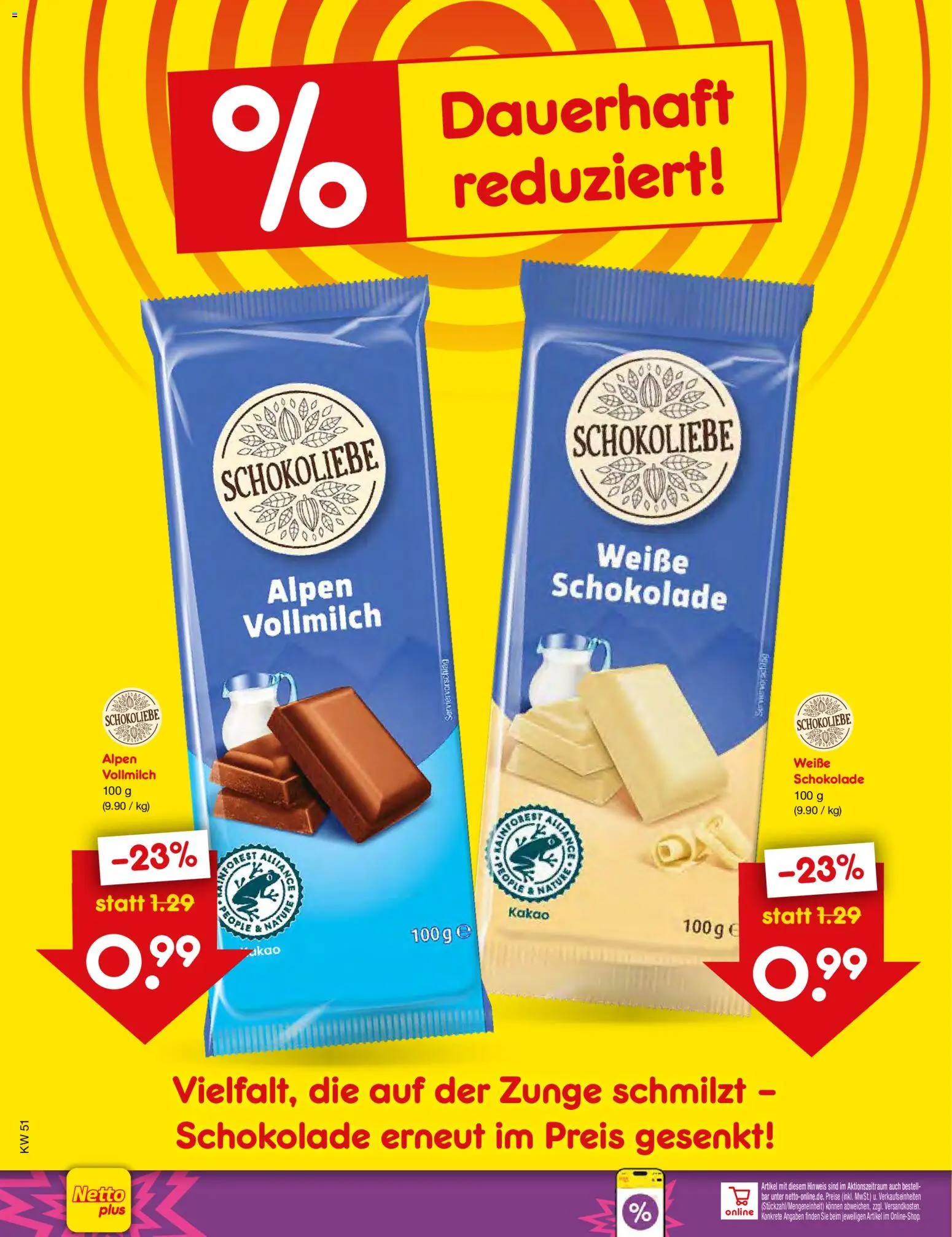 Netto Marken-Discount Preissenkung auf Dauer – gültig ab 19.12.2025 | Seite: 1 | Produkte: Schokolade