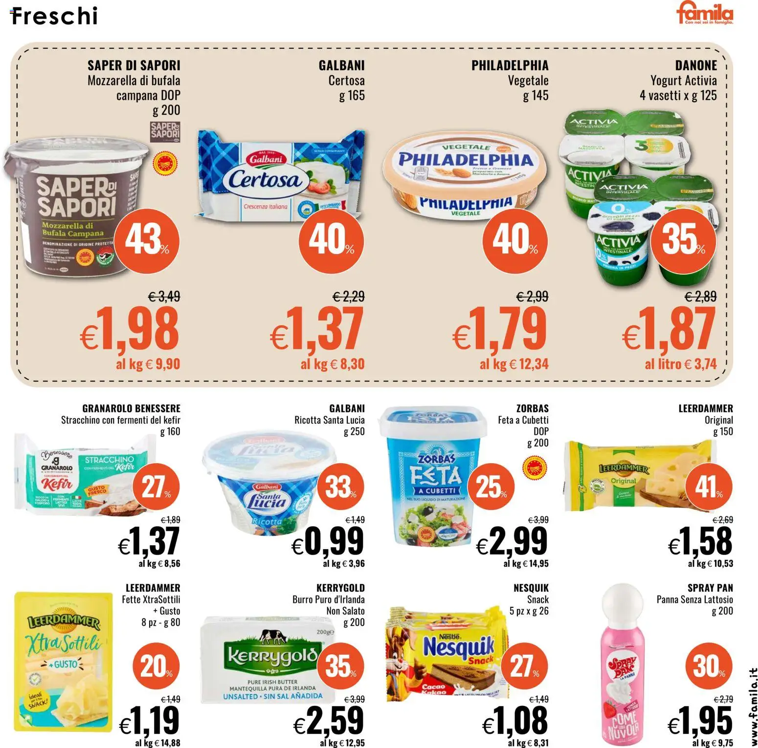 Volantino Famila del 19.02.2026 | Pagina: 9 | Prodotti: Burro, Ricotta, Feta, Crescenza