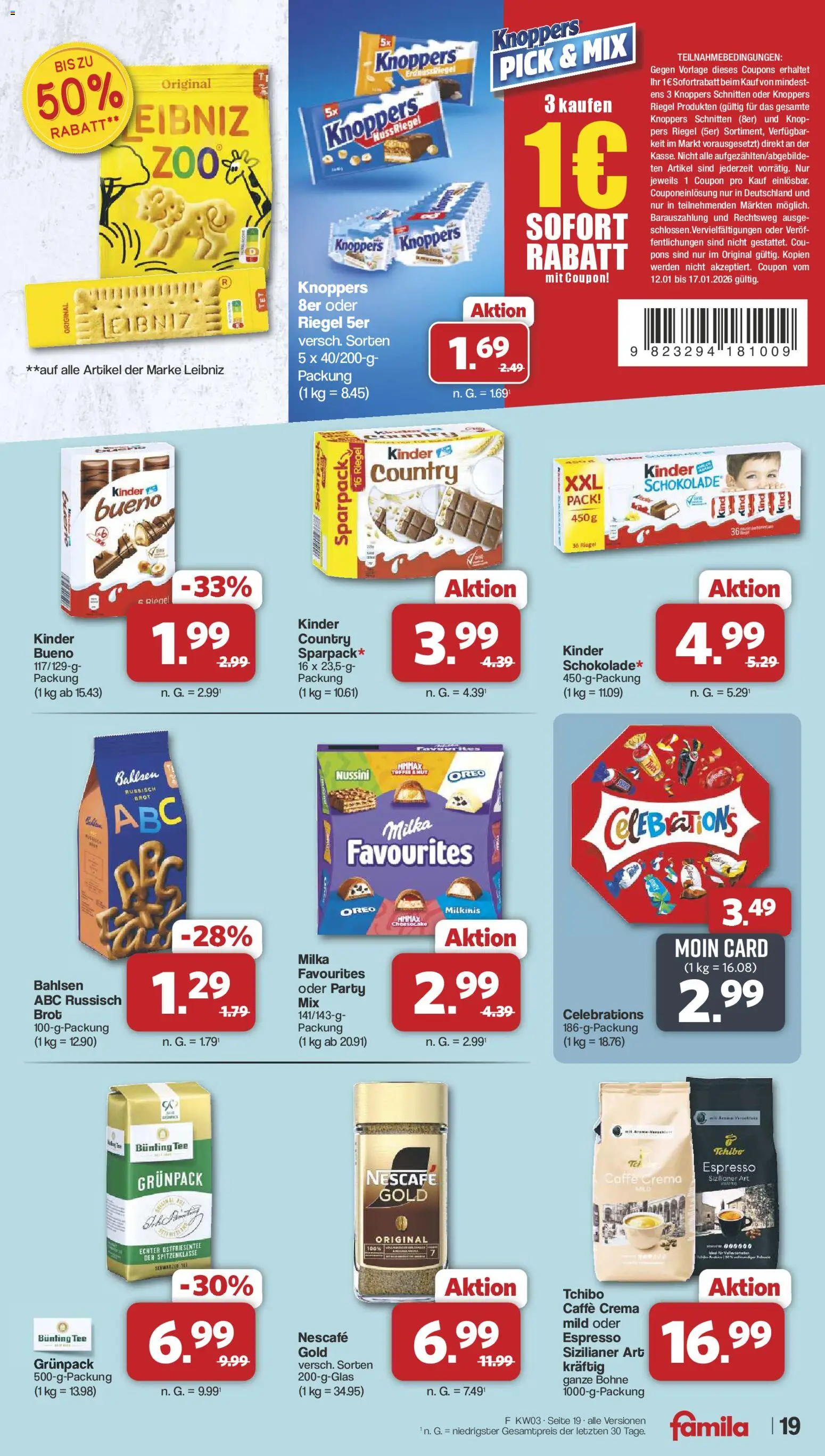 Famila Nordwest Prospekt 	 – gültig ab 12.01.2026 | Seite: 19 | Produkte: Schokolade, Milka, Celebrations, Tee