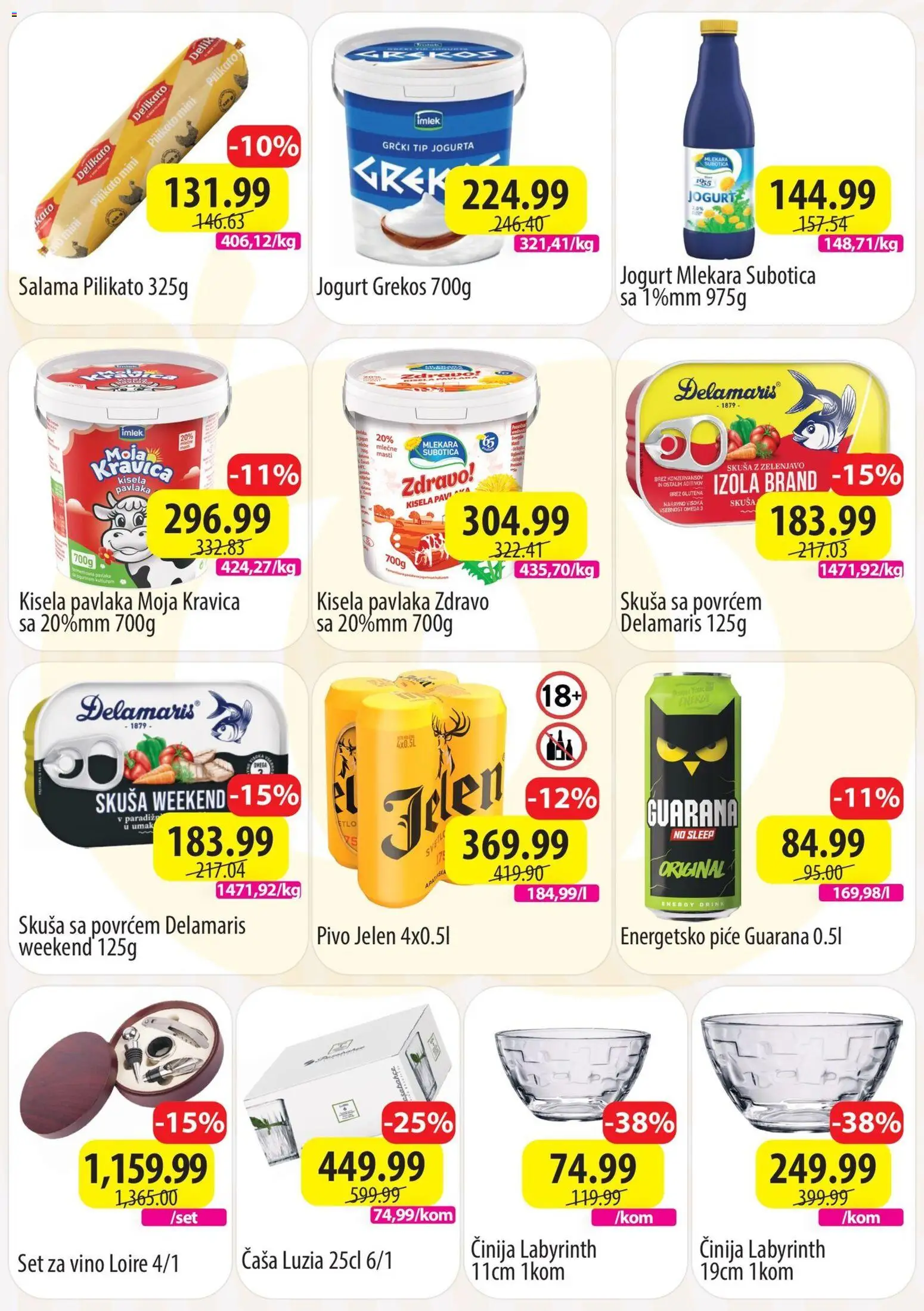 Senta Promet katalog - važi od 19.01.2026 | Strana: 2 | Proizvode: Kisela pavlaka, Skuša, Salama, Pivo