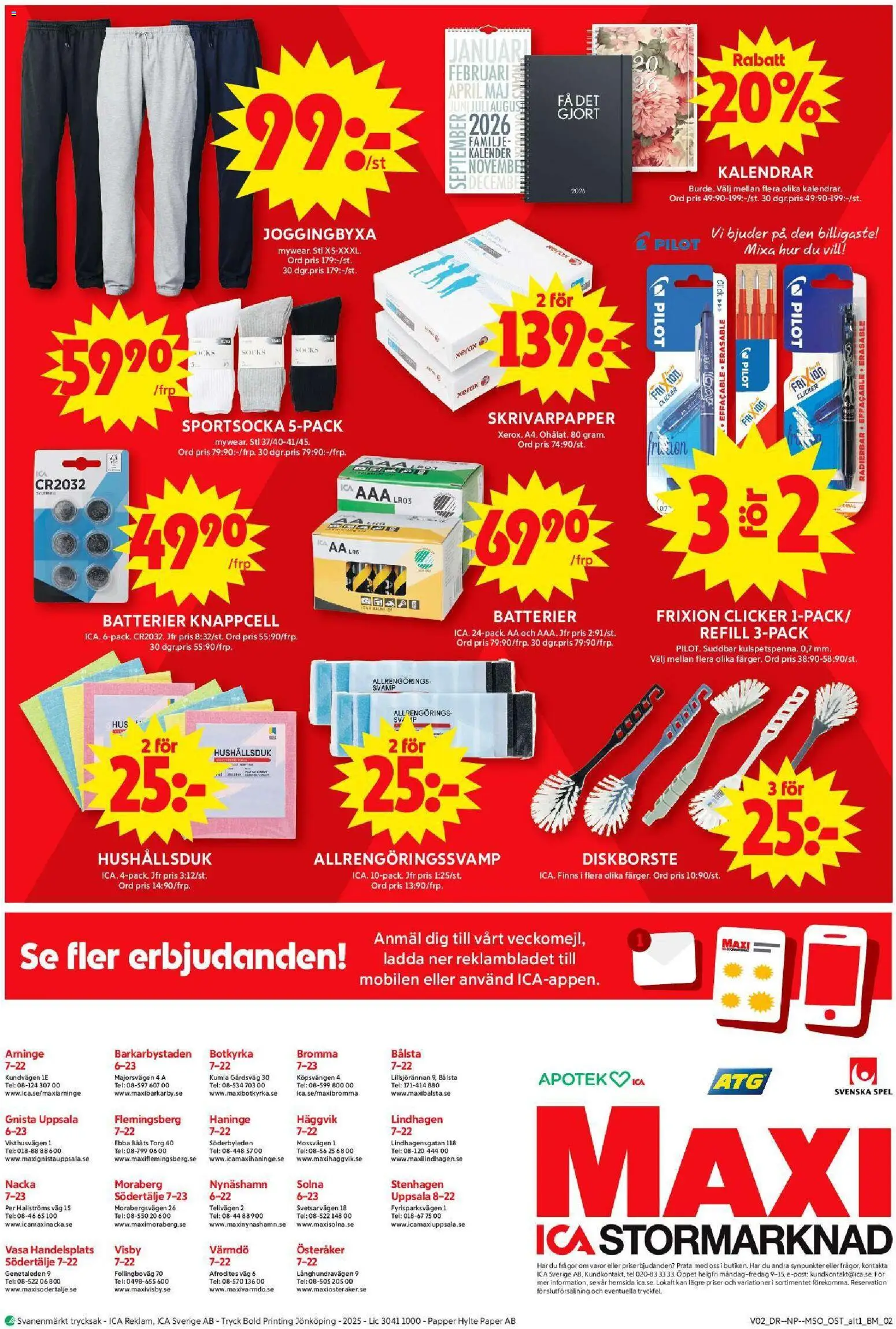ICA Maxi reklamblad aktuell från 05.01.2026 | Sida: 9 | Produkter: Batterier, Papper, Kalender