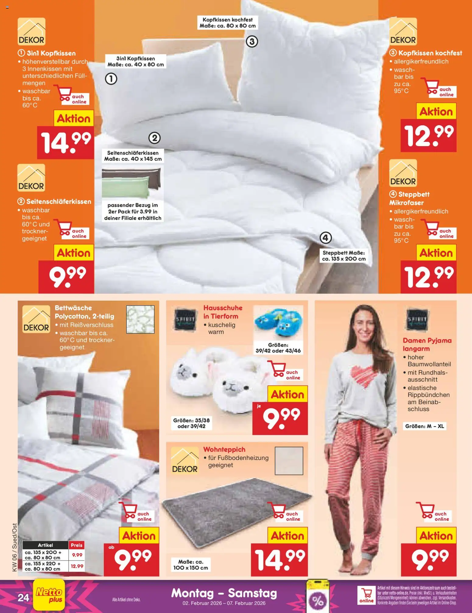 Netto Marken-Discount Prospekt 	 – gültig ab 02.02.2026 | Seite: 32 | Produkte: Trockner, Bettwäsche, Kopfkissen, Pyjama