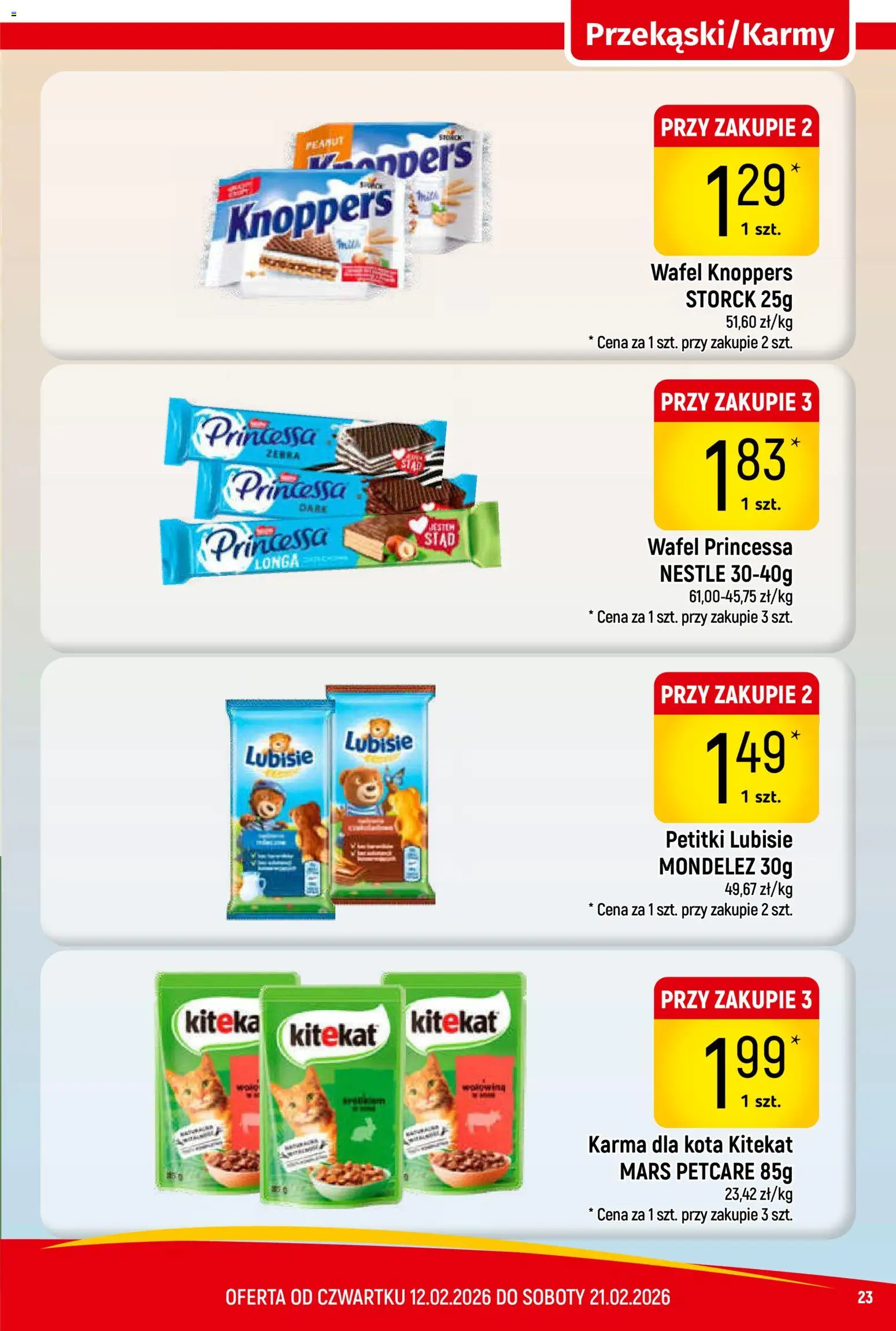 Piotruś Pan Gazetka od 12.02.2026 | Strona: 23 | Produkty: Knoppers, Karma dla kota