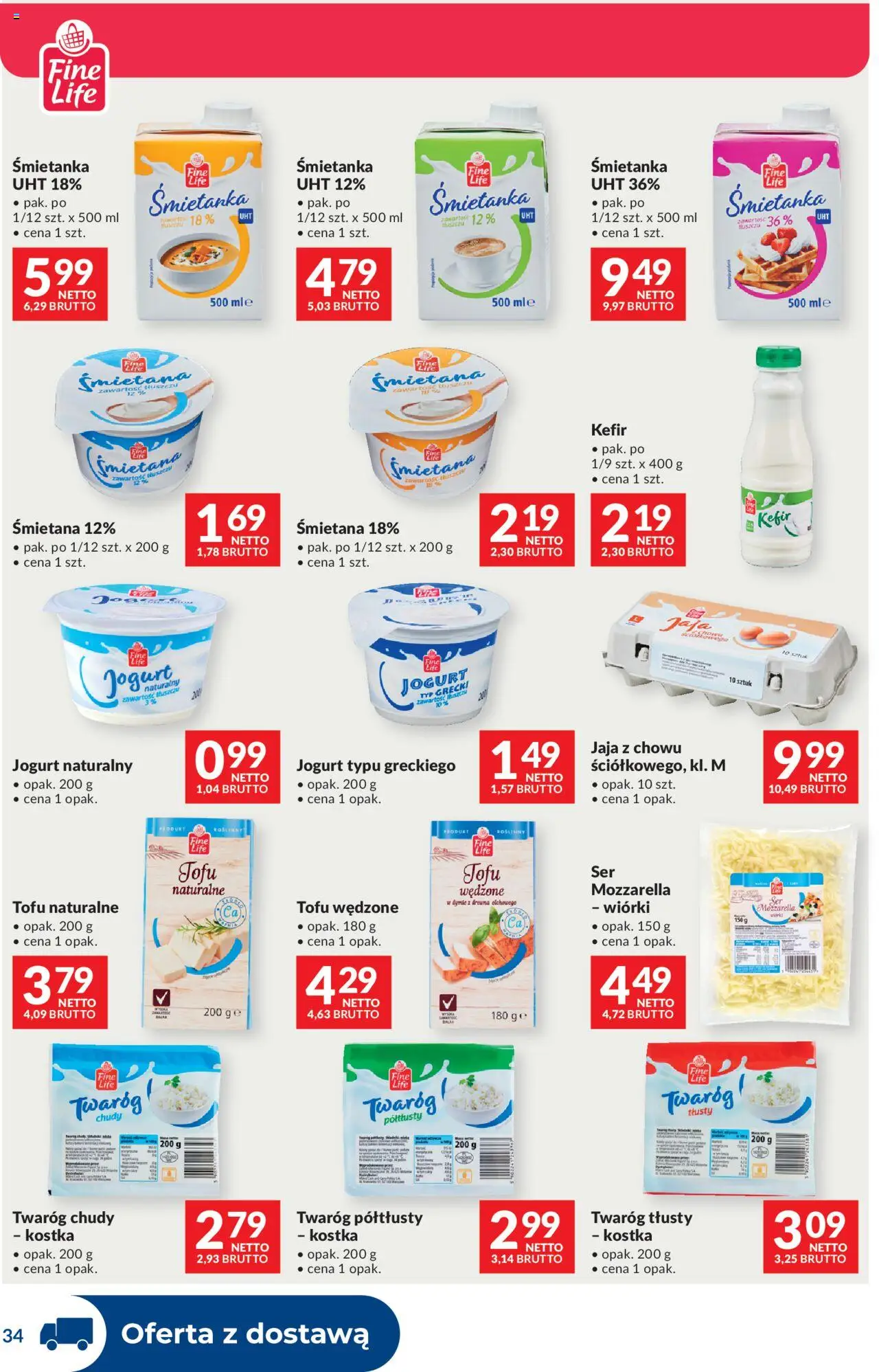 Makro Gazetka - Dystrybucja do sklepów od 19.08.2025 | Strona: 34 | Produkty: Twaróg chudy, Twaróg półtłusty, Śmietana, Mozzarella