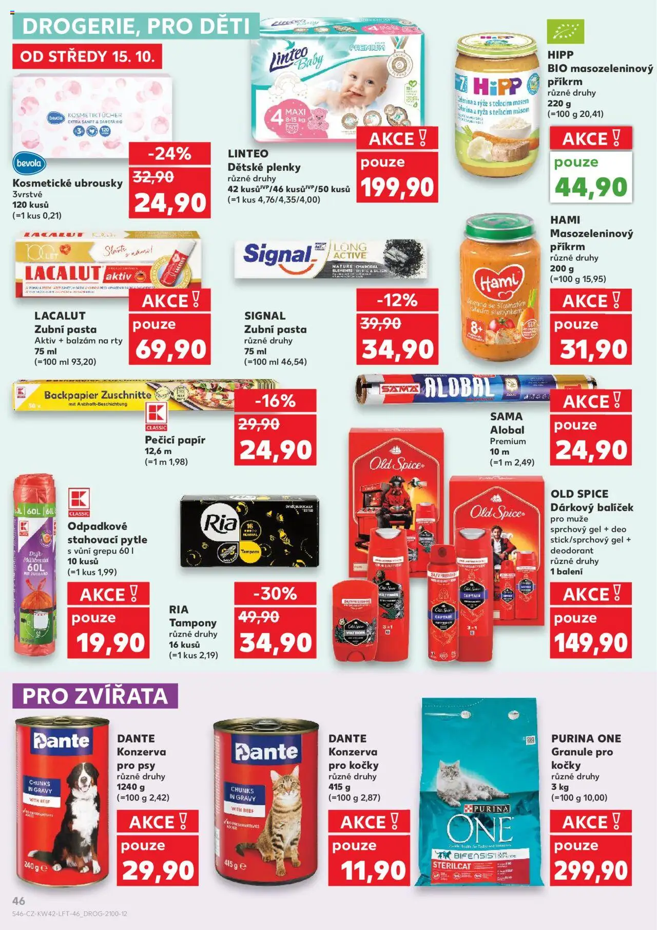 Kaufland leták - Chomutov od 15.10.2025 | Strana: 46 | Produkty: Purina, Granule, Příkrm, Lacalut Aktiv