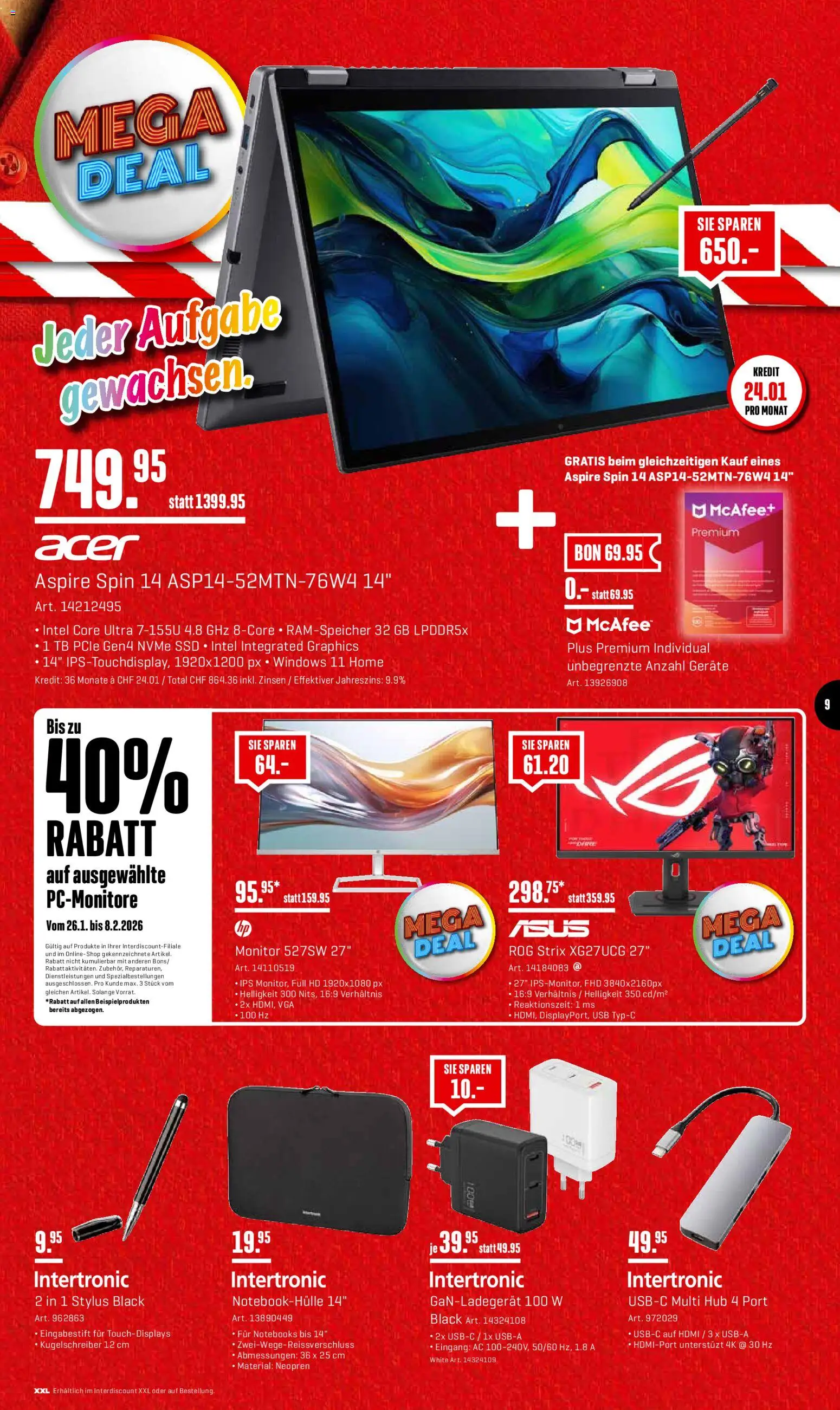 Interdiscount Aktionen – gültig ab 26.01.2026 | Seite: 9 | Produkte: Monitor, Usb