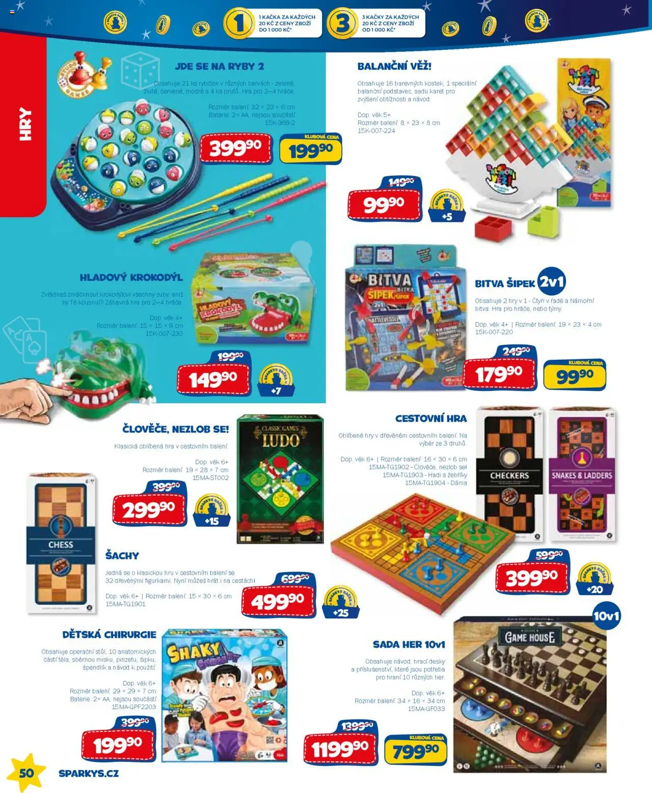 Sparkys katalog léto 2025 od 01.01.2025 | Strana: 50 | Produkty: Ryby, Hra, Baterie, Desky