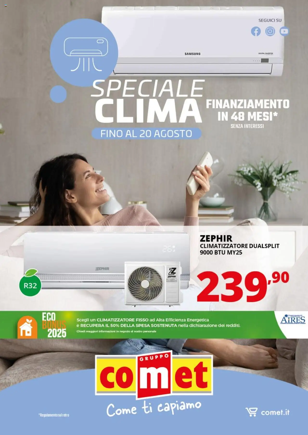 Volantino Comet del 01.08.2025 | Pagina: 1 | Prodotti: Climatizzatore, Samsung