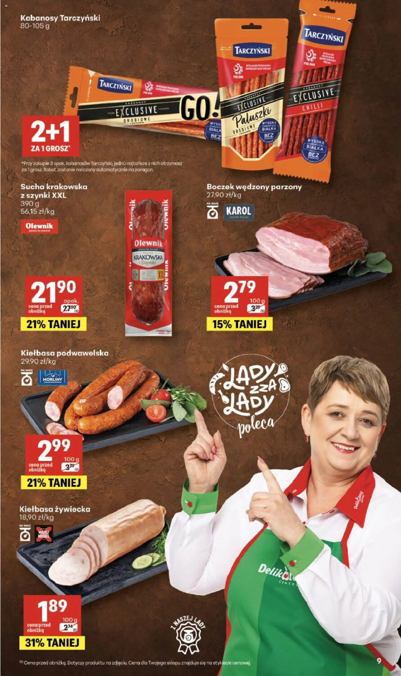 Delikatesy Centrum Gazetka - Sklepy Własne od 19.02.2026 | Strona: 9 | Produkty: Kiełbasa, Boczek wędzony parzony, Boczek, Kiełbasa podwawelska