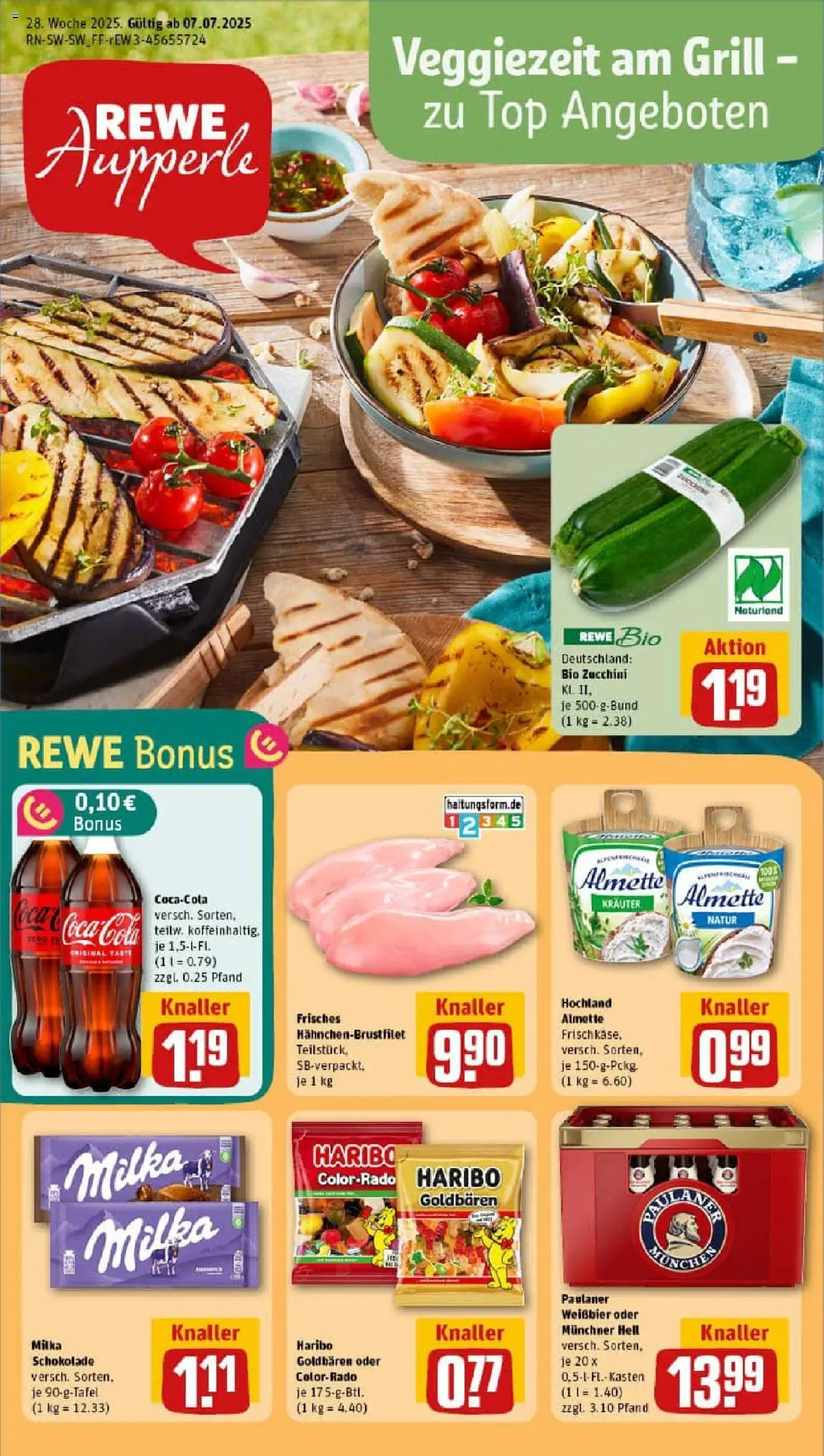 Rewe prospekt Waiblingen / Hegnach	 - gültig ab dem 06.07.2025 | Seite: 1 | Produkte: Almette, Cola, Zucchini, Paulaner