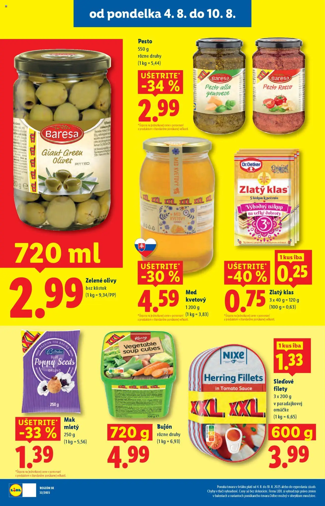 Lidl leták │ platný od 04.08.2025 | Strana: 38 | Produkty: Bujón, Zlatý klas, Med, Mak