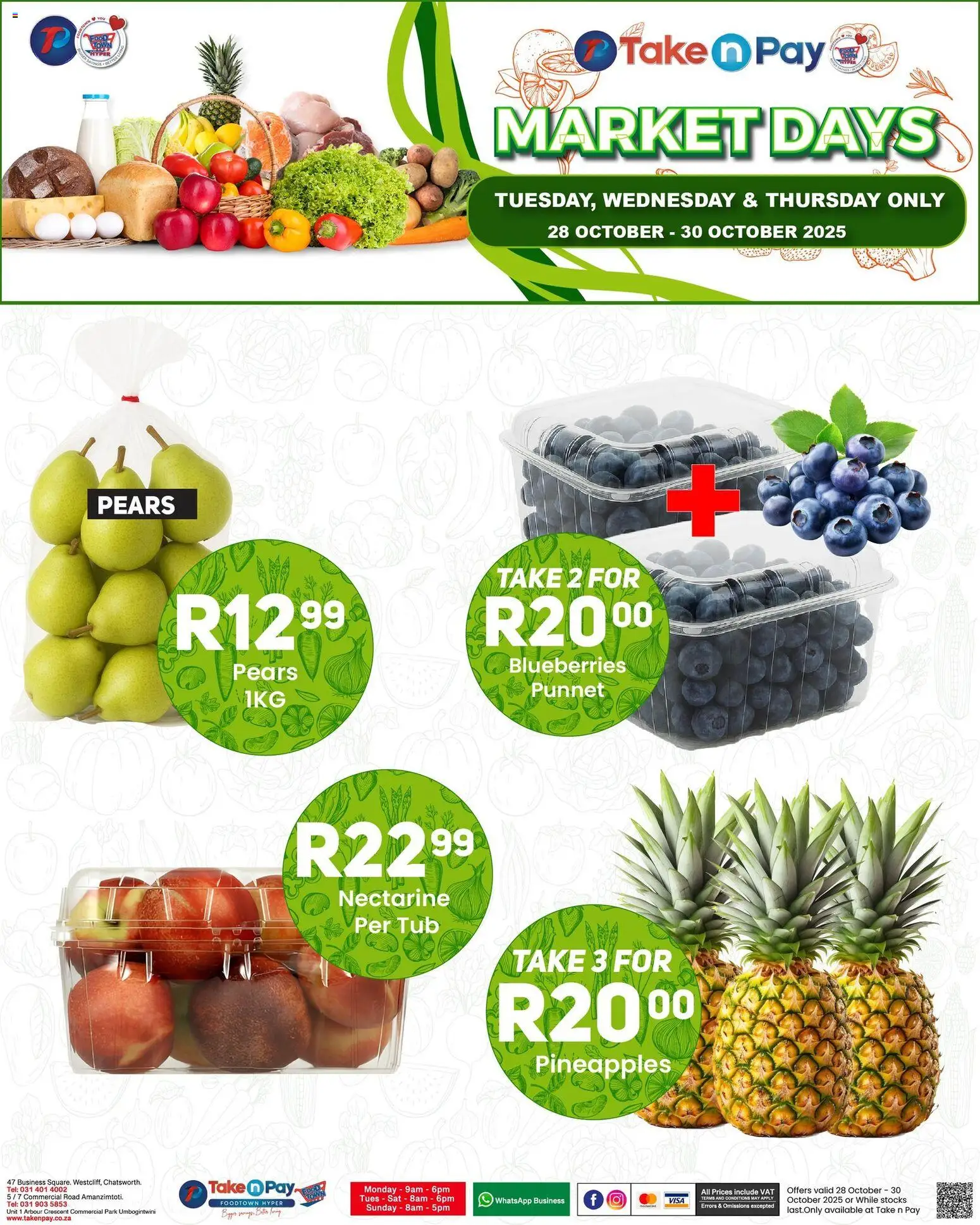 New Take n Pay catalogue – valid from 28.10.2025 | Page: 1 | Products: Pears, Blueberries