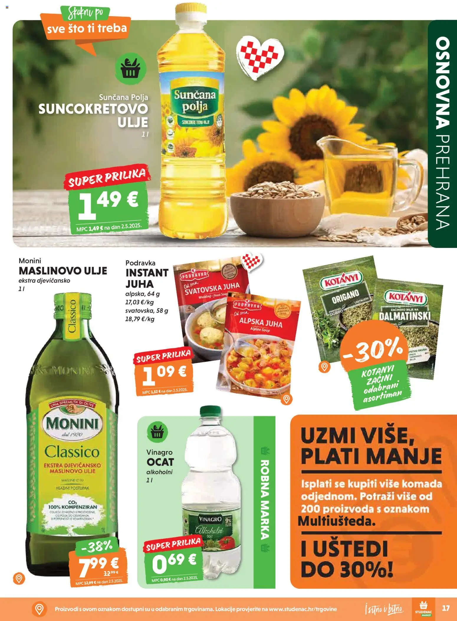 Studenac katalog | vrijedi od 15.04.2026 | Stranica: 17 | Proizvodi: Maslinovo ulje, Začini, Juha, Ocat