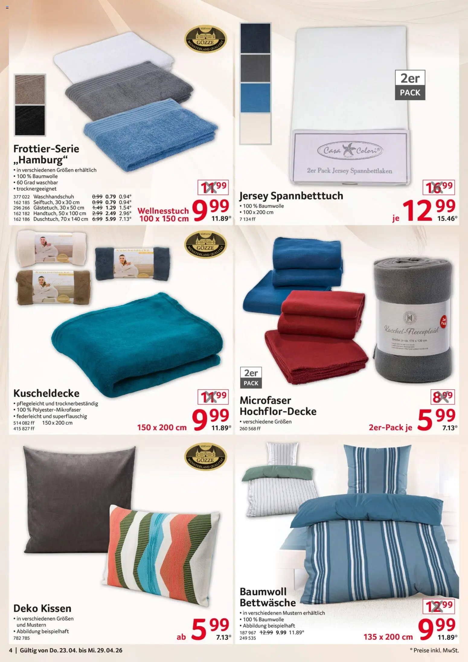Selgros Non Food – gültig ab 23.04.2026 | Seite: 4 | Produkte: Kissen, Bettwäsche