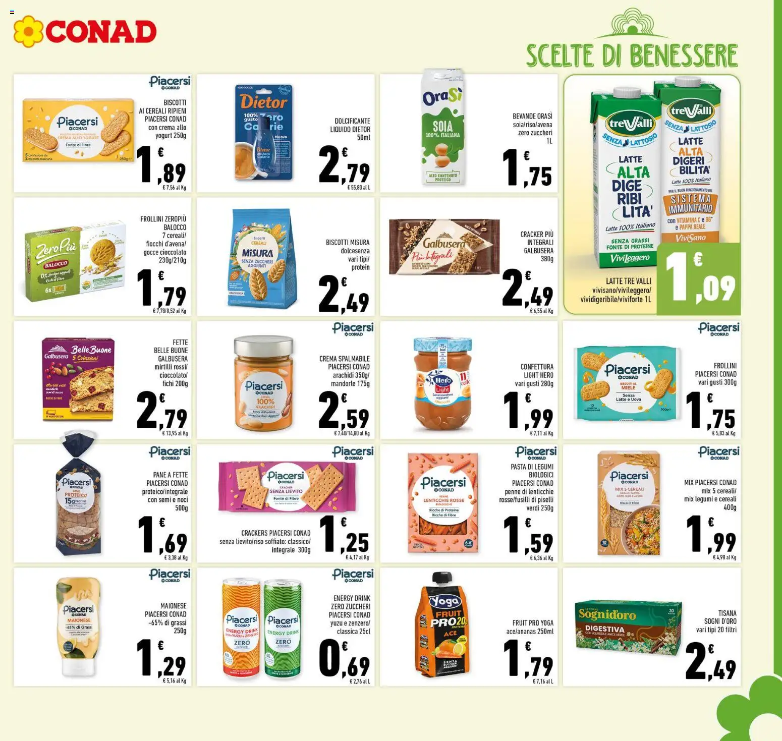 Volantino Conad del 22.04.2026 | Pagina: 9 | Prodotti: Yogurt senza lattosio, Biscotti, Latte, Torta