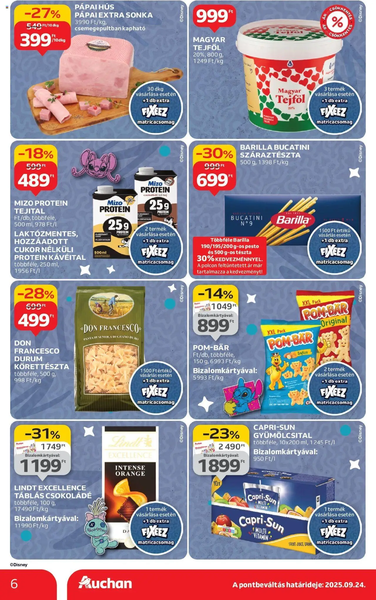 Auchan akciós ujság - amely érvényes a következő dátumtól: 04.09.2025 | Oldal: 6 | Termékek: Sonka, Tej, Tejföl, Cukor