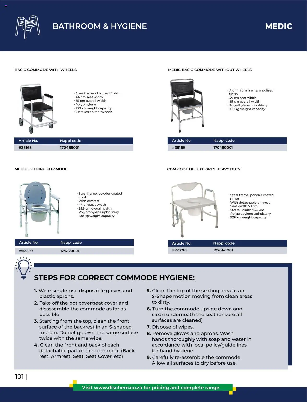 Dis-Chem - HomeCare Catalogue │ valid from 01.01.2025 | Page: 104 | Products: Cover, Gloves, Powder, Water