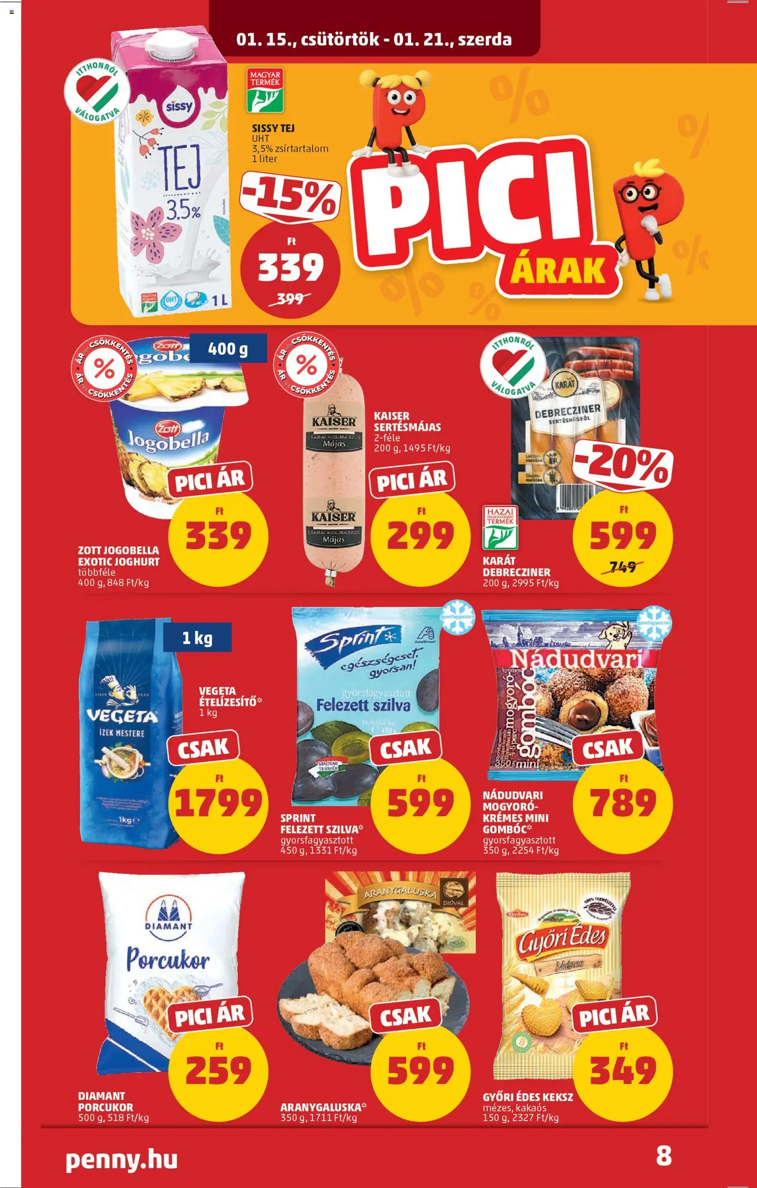 PENNY akciós ujság - amely érvényes a következő dátumtól: 15.01.2026 | Oldal: 12 | Termékek: Vegeta, Porcukor, Joghurt, Keksz