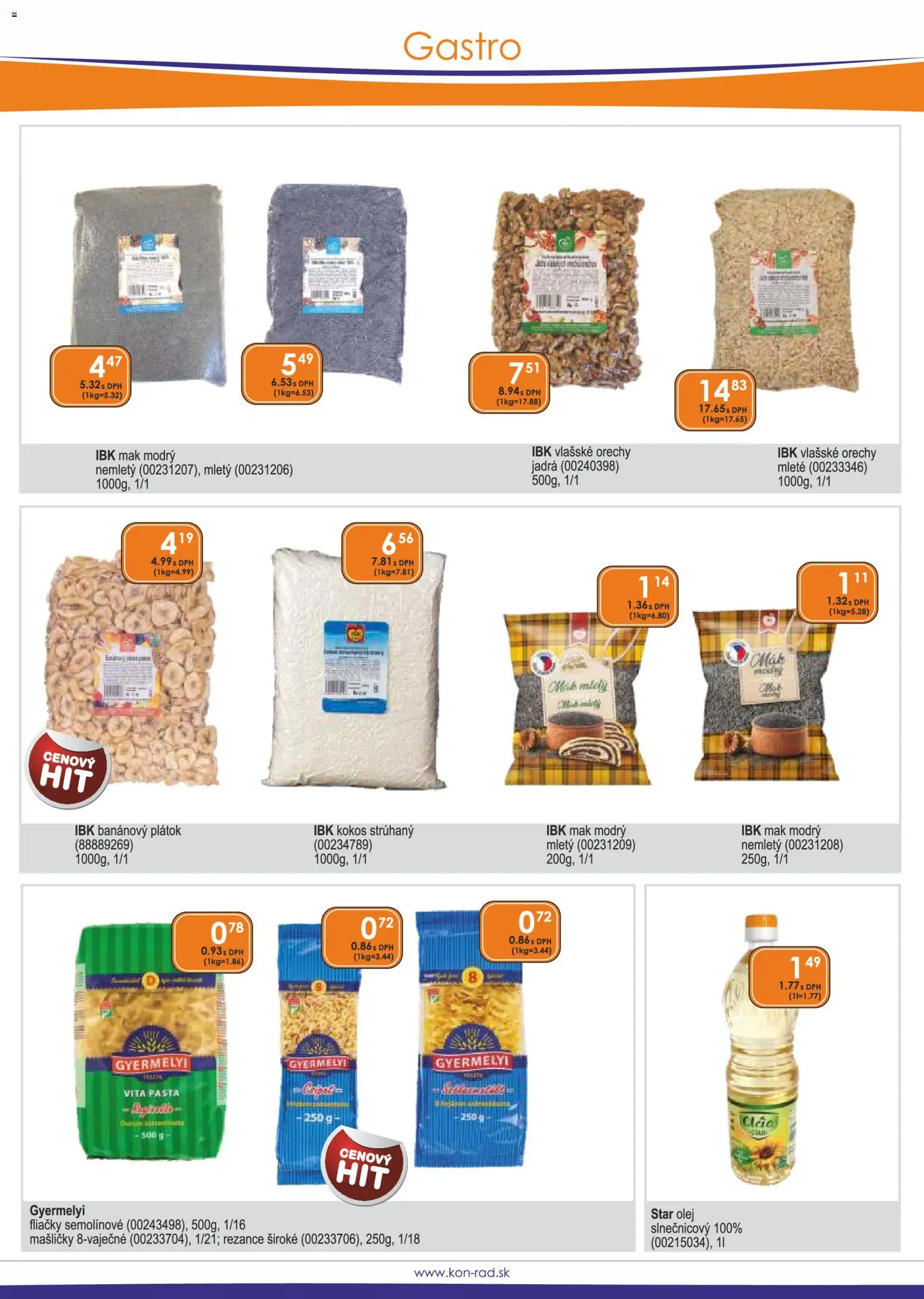 Nové KON - RAD akcie – leták je platný od 01.12.2025 | Strana: 52 | Produkty: Rezance, Orechy, Vlašské orechy, Mak