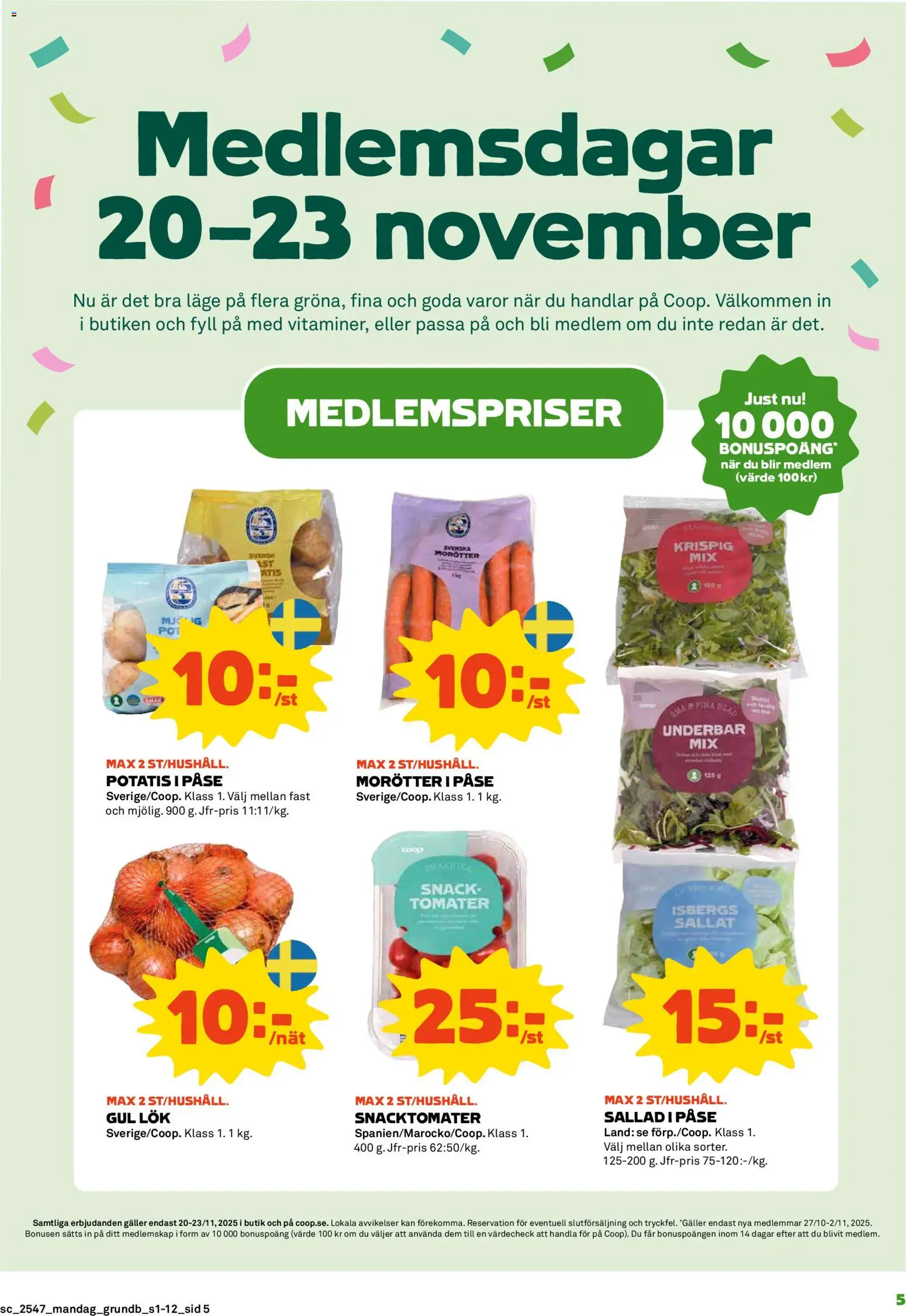 Stora Coop reklamblad aktuell från 17.11.2025 | Sida: 5 | Produkter: Galler, Gul lök, Tomater, Sallad