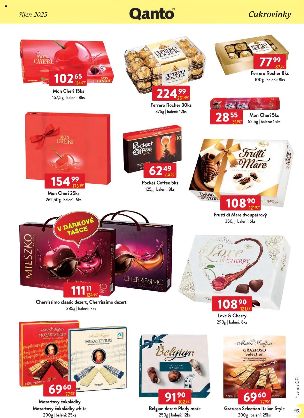 Astur & Qanto leták - Velkoobchod 10/2025 od 01.10.2025 | Strana: 93 | Produkty: Ferrero Rocher, Mon Chéri, Pocket coffee