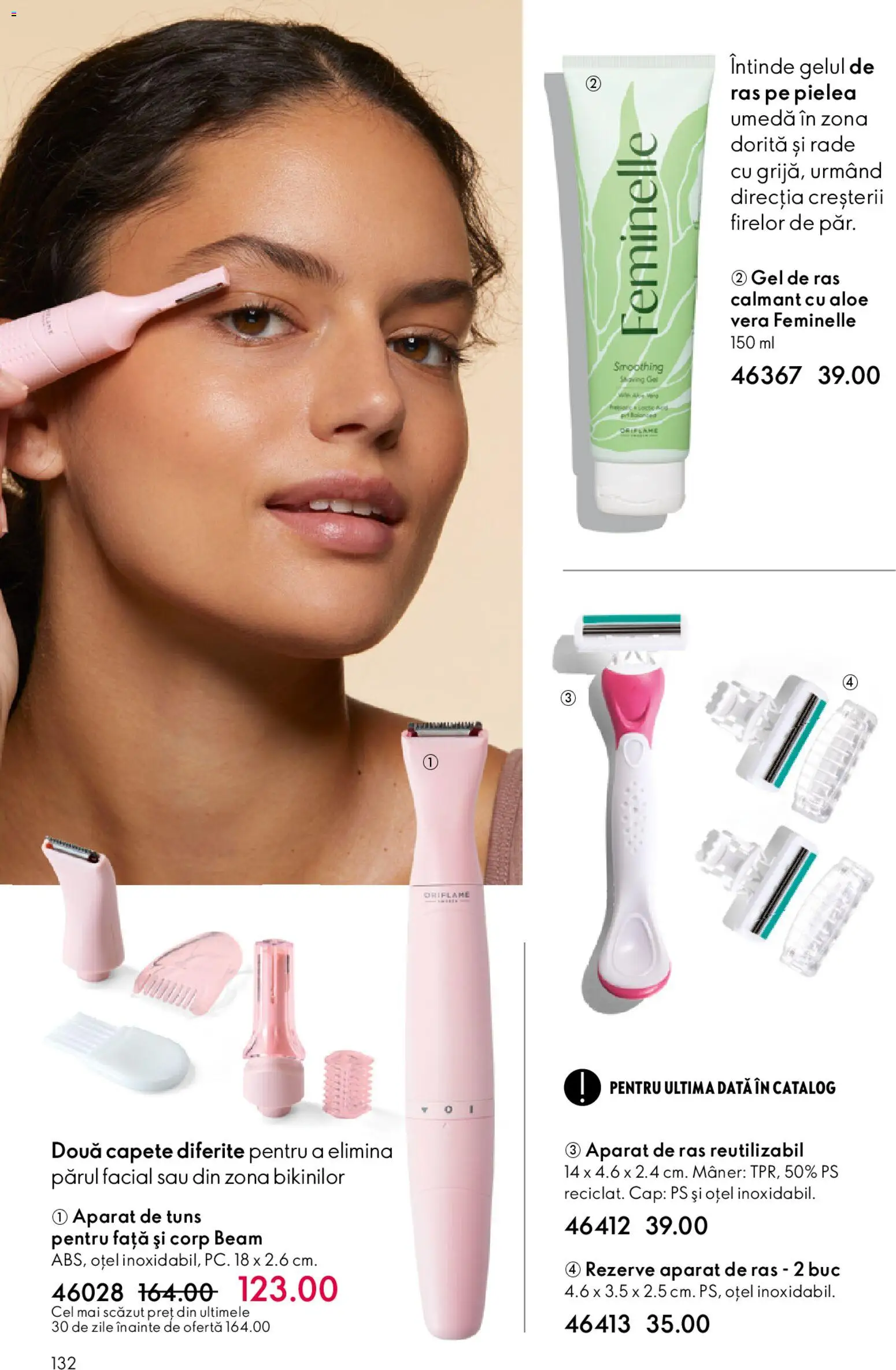 Noul catalog Oriflame – valabil de la 25.03.2026 | Pagină: 132 | Produse: Gel de ras, Aparat De Ras, Aloe vera, Mâner