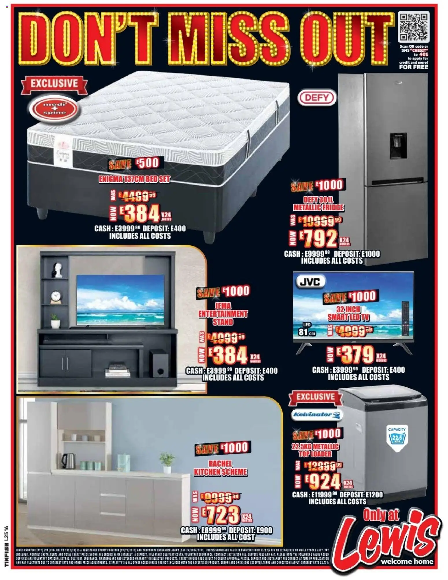 New Lewis Stores catalogue – valid from 23.02.2026 | Page: 4 | Products: Bed, TV, Fridge
