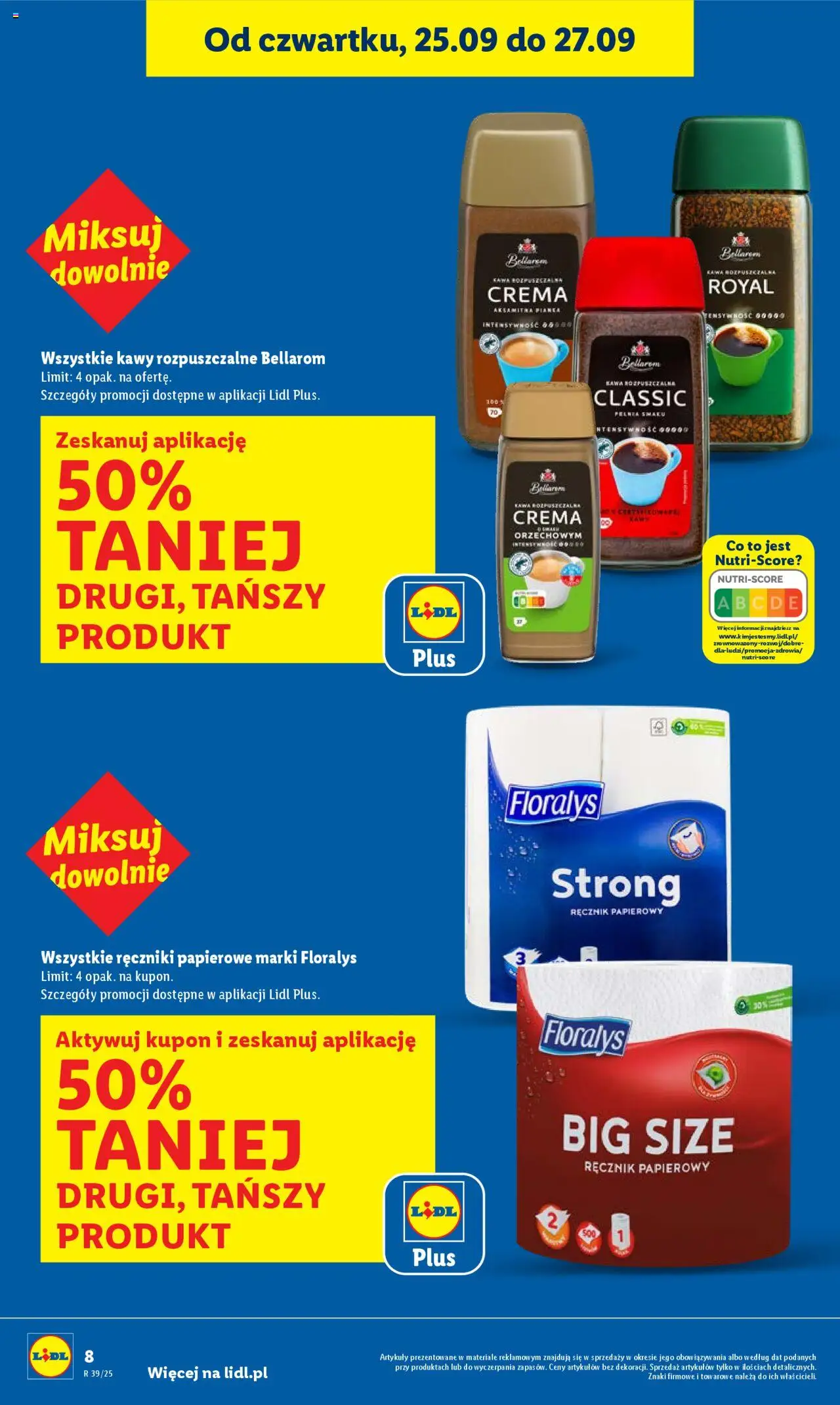 Lidl Gazetka od 25.09.2025 | Strona: 8 | Produkty: Kawa rozpuszczalna, Ręczniki papierowe, Kawa, Ręcznik papierowy
