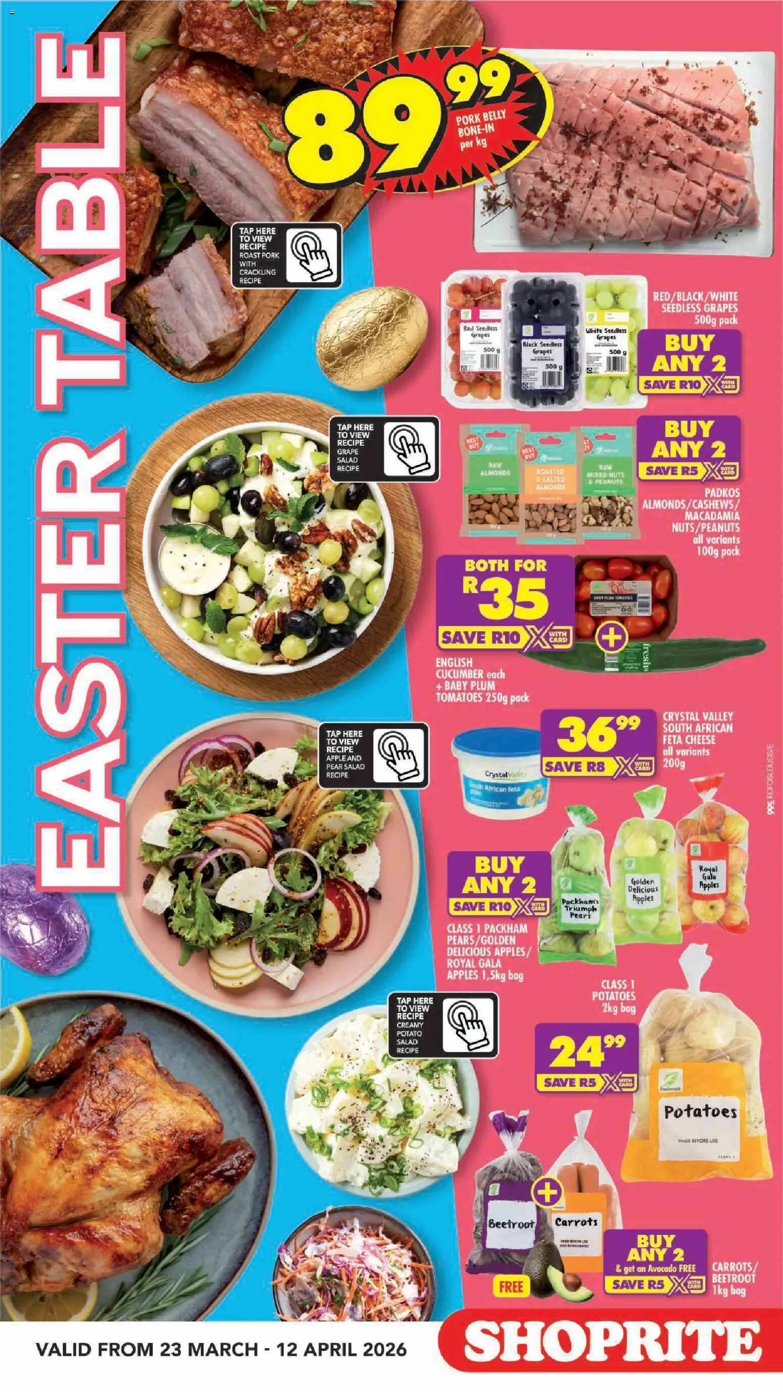 New Shoprite catalogue – valid from 23.03.2026 | Page: 2 | Products: Tap, Carrots, Potatoes, Grapes