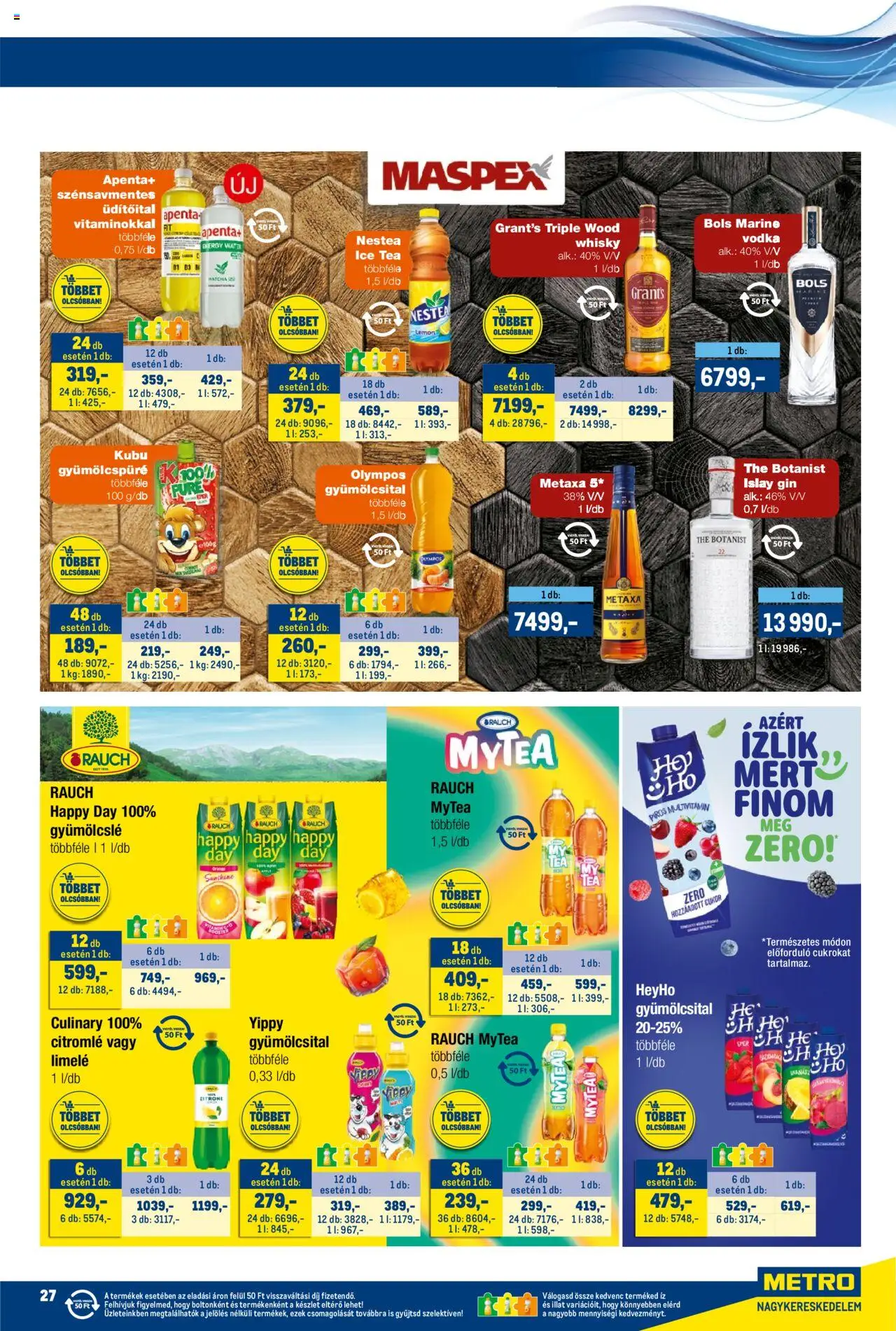 Metro akciós ujság - amely érvényes a következő dátumtól: 16.10.2025 | Oldal: 27 | Termékek: Ice tea, Gin, Multivitamin, Whisky