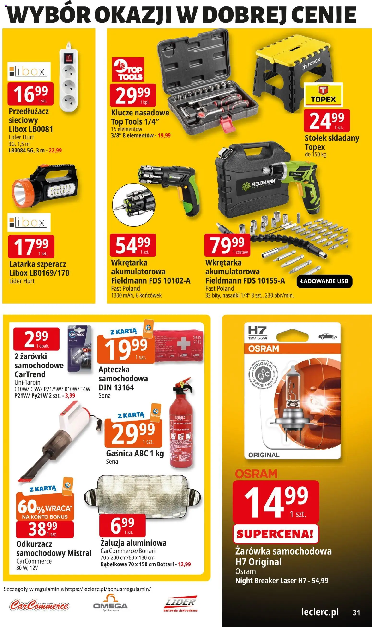 E.Leclerc Gazetka - Warszawa Jerozolimskie od 18.11.2025 | Strona: 31 | Produkty: Karta, Top, Przedłużacz, Żarówki