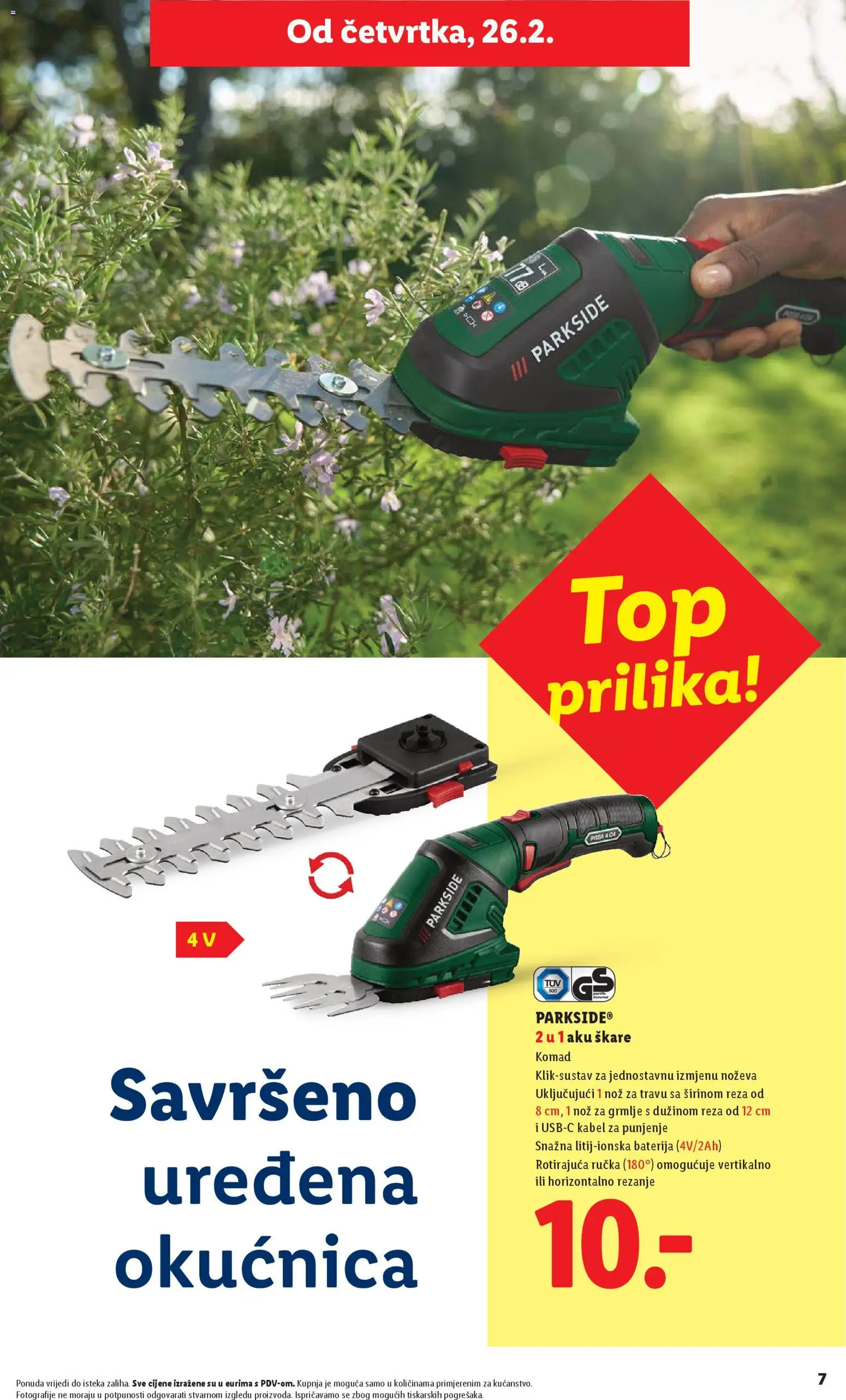 Lidl katalog | vrijedi od 23.02.2026 | Stranica: 7 | Proizvodi: Baterija, Nož, Škare, Kabel