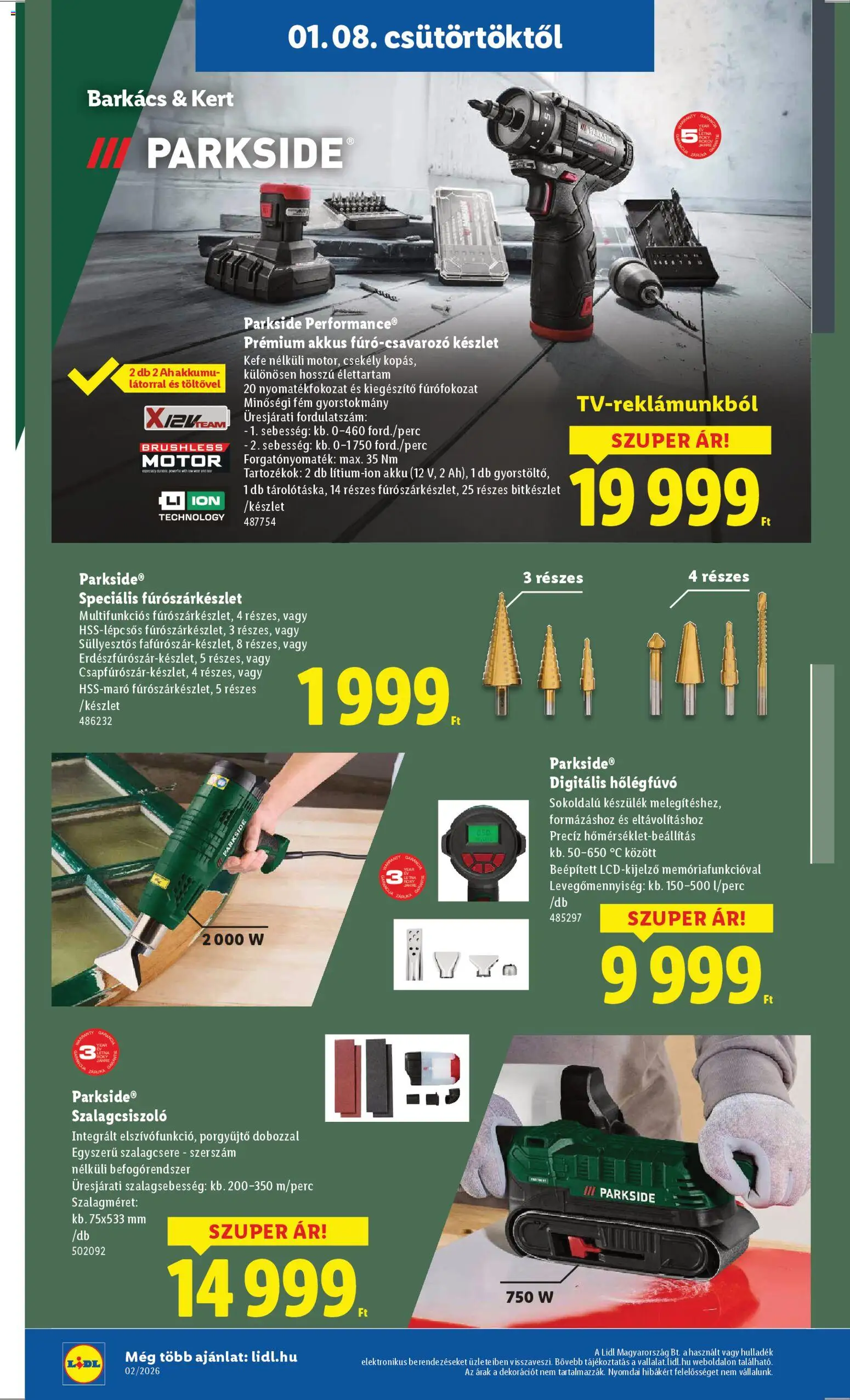 Lidl akciós ujság - amely érvényes a következő dátumtól: 08.01.2026 | Oldal: 2 | Termékek: Parkside, Kefe, Hőlégfúvó