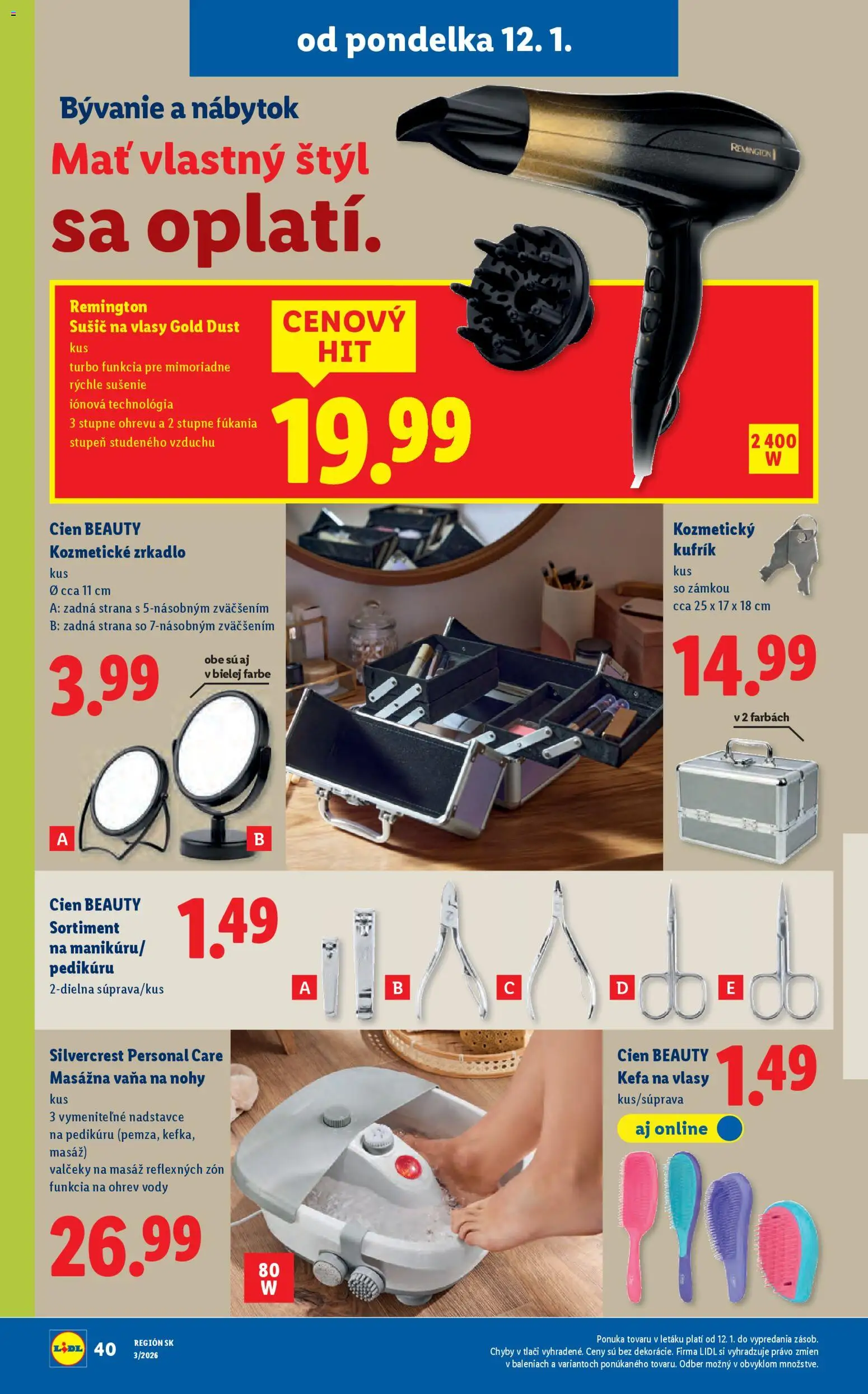 Nové Lidl akcie – leták je platný od 12.01.2026 | Strana: 46 | Produkty: Nábytok, Zrkadlo, Vaňa, Kefa