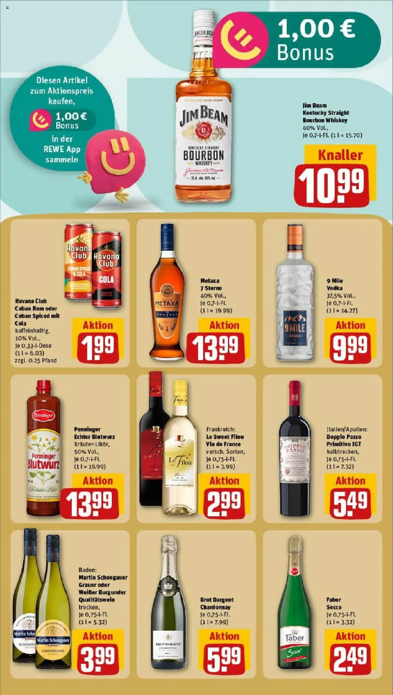 Rewe prospekt Hirschaid	 - gültig ab dem 22.06.2025 | Seite: 21 | Produkte: Jim beam, Doppio passo primitivo, Doppio Passo, Brut dargent