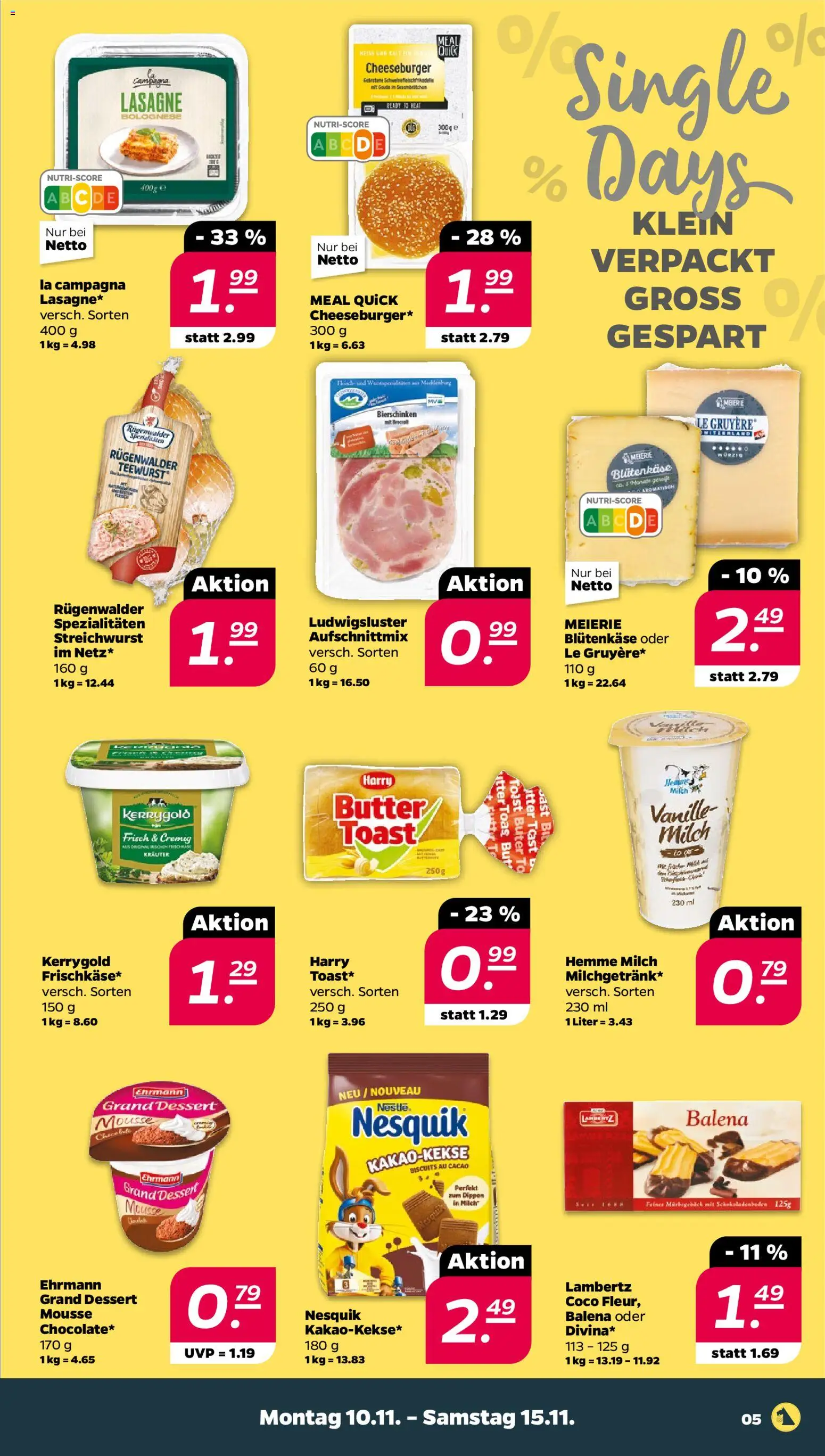 Netto Prospekt 	 – gültig ab 10.11.2025 | Seite: 5 | Produkte: Cutter, Butter, Toast, Ehrmann grand dessert