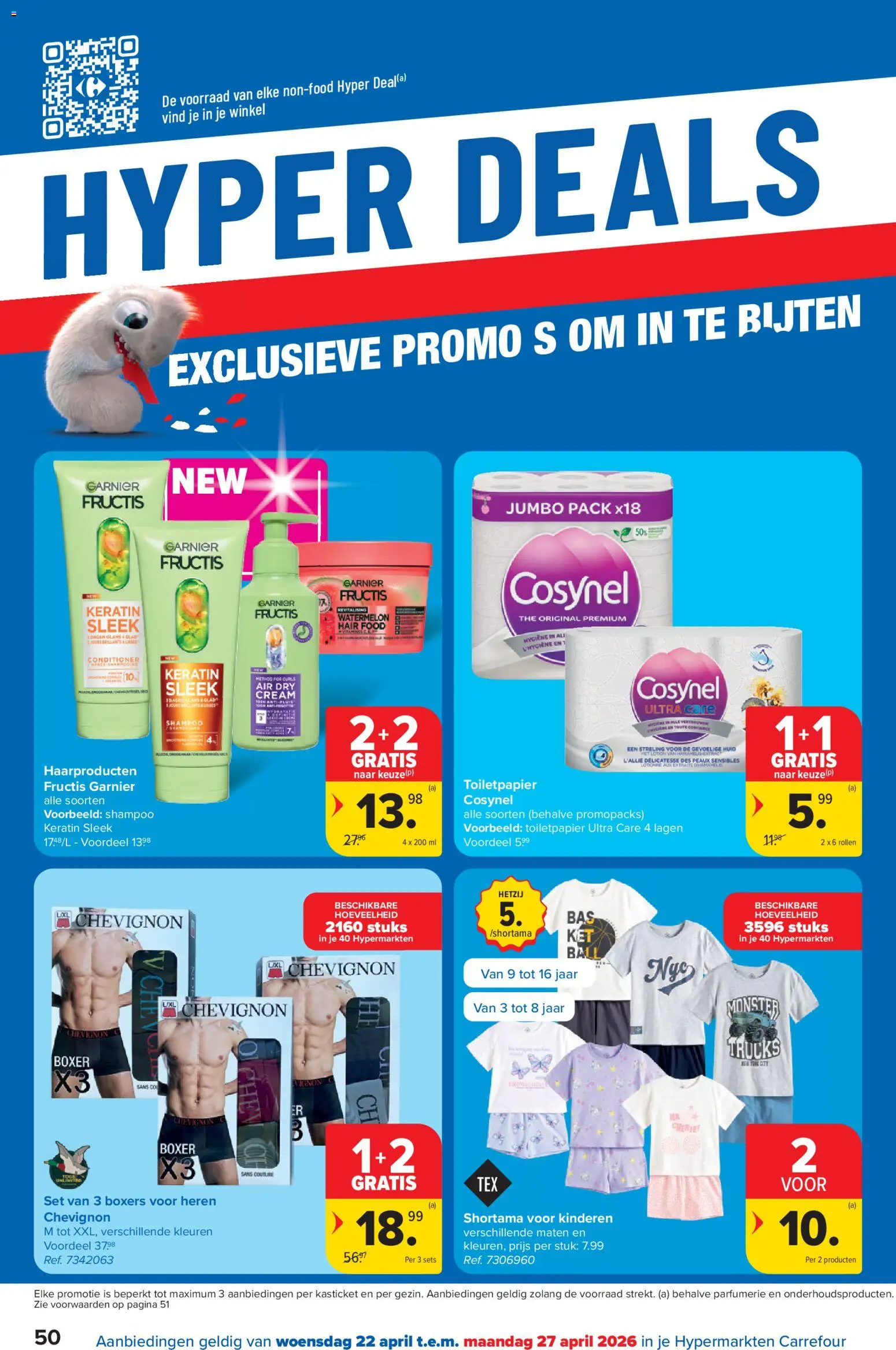 {H1} | Pagina: 50 | Producten: Boxers, Monster, Toiletpapier, Shampoo