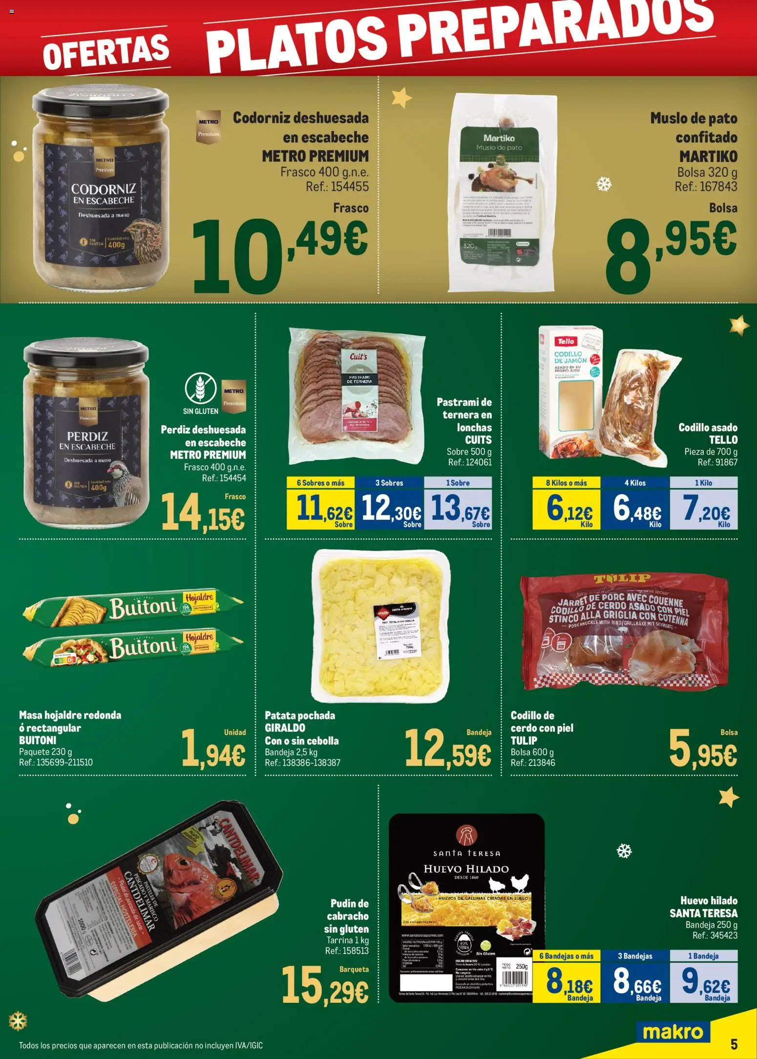Makro - Precios Navidad Canarias │ válido desde el 24.11.2025 | Página: 5 | Productos: Huevos, Jamón, Jugo, Cerdo