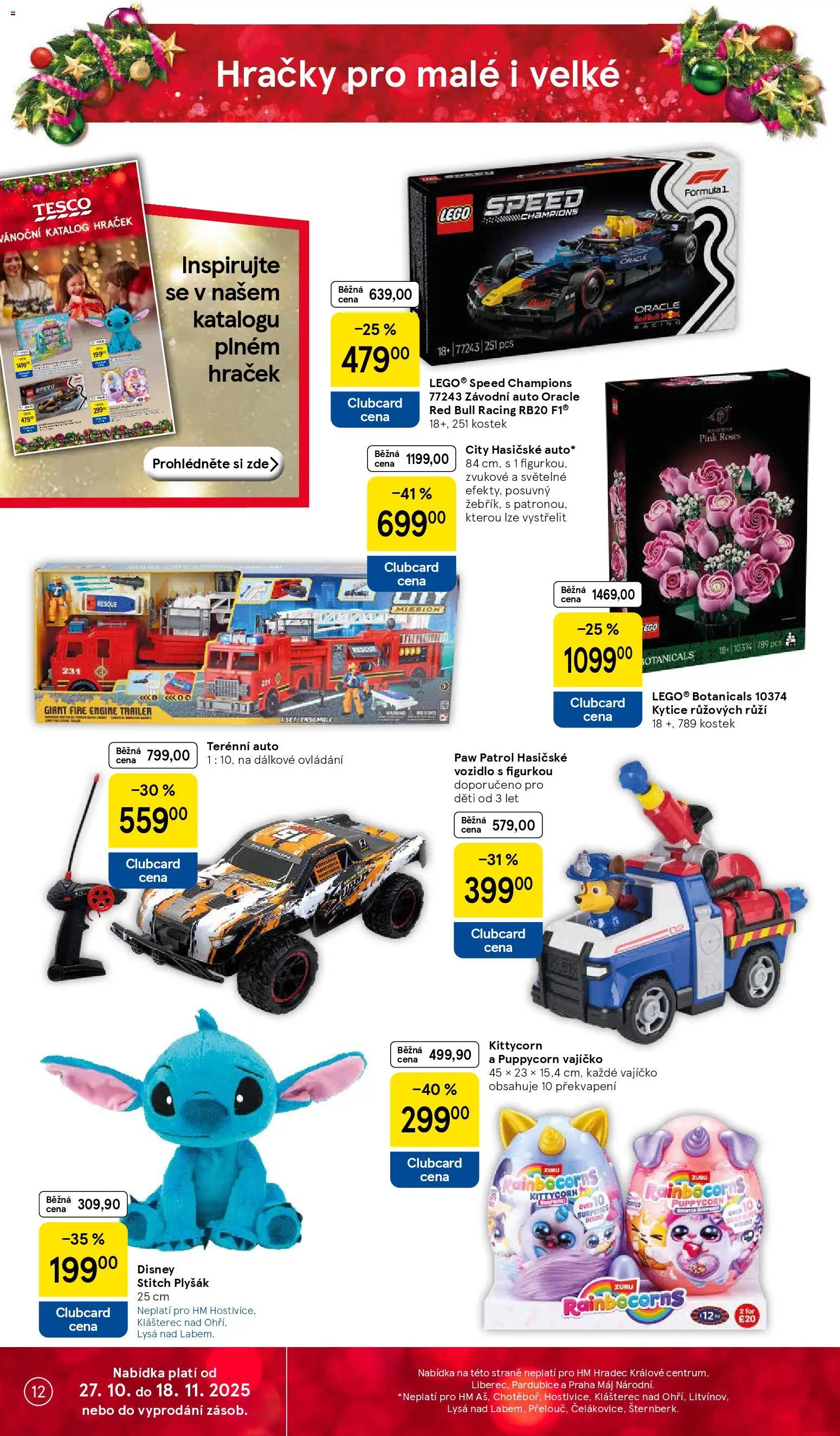 Tesco leták - Hypermarket od 29.10.2025 | Strana: 12 | Produkty: LEGO, Red Bull, Plyšák, Stitch