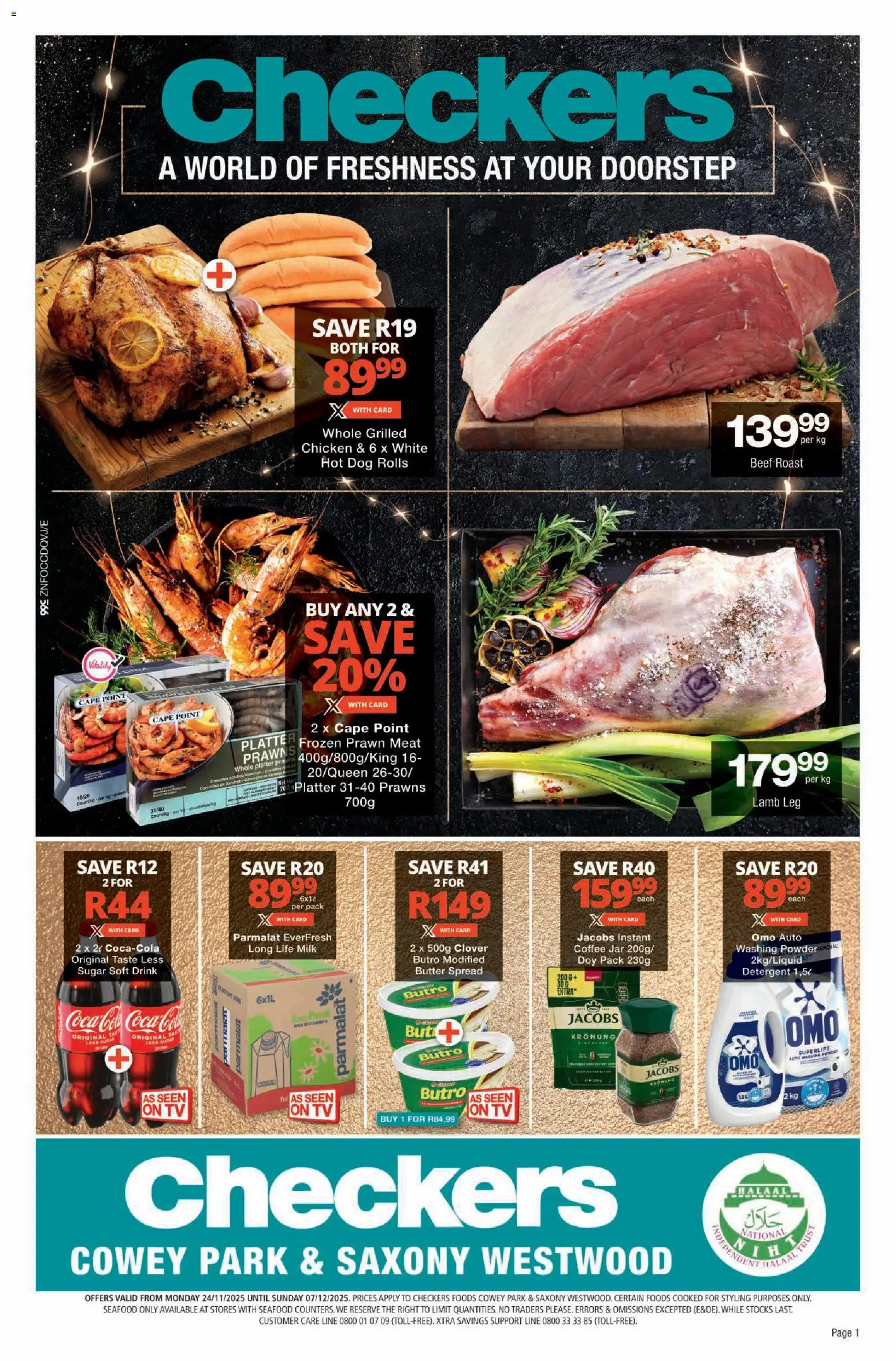 New Checkers catalogue – valid from 24.11.2025 | Page: 1 | Products: Platter, Coffee, Chicken, Detergent