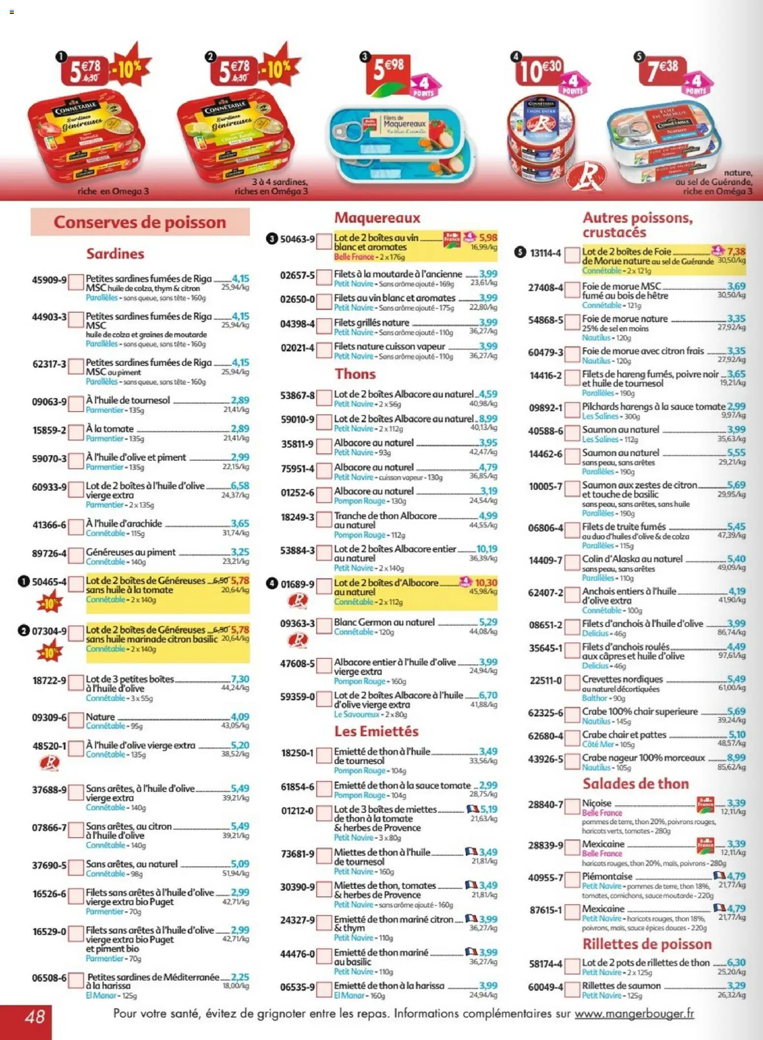 {H1} | Page: 48 | Produits: Piment, Morue, Crabe, Saumon