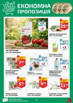 Ашан акції дійснийкції з 08.04.2026 | Сторінка: 14 | Товари: Печиво, Вода, Ковбаса, Кошик