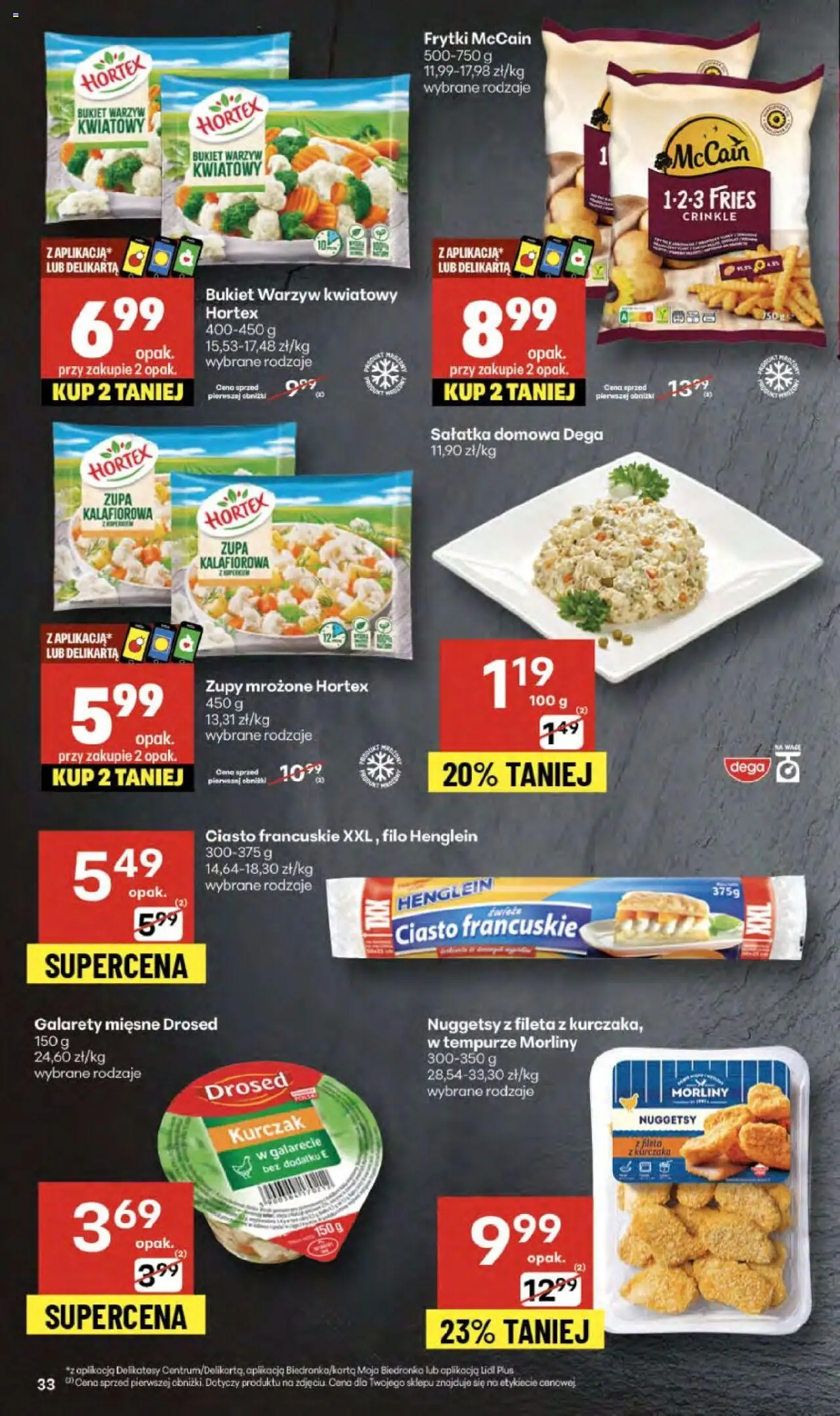 Delikatesy Centrum Gazetka od 18.09.2025 | Strona: 33 | Produkty: Ciasto francuskie, Delikatesy, Frytki, Sałatka