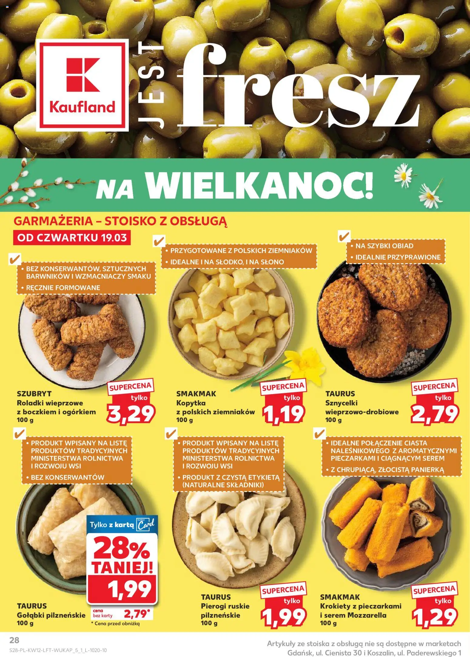 Kaufland gazetka od 19.03.2026 | Strona: 28 | Produkty: Karta, Krokiety, Mozzarella, Kopytka