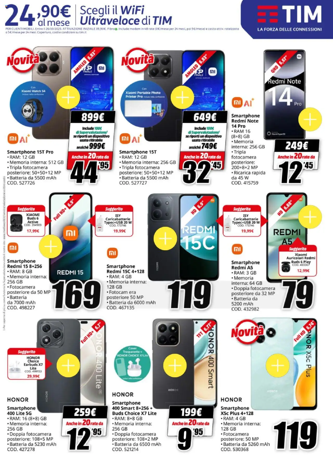 Volantino Media World del 13.10.2025 | Pagina: 3 | Prodotti: Xiaomi, Smartphone, Fotocamera, Batteria