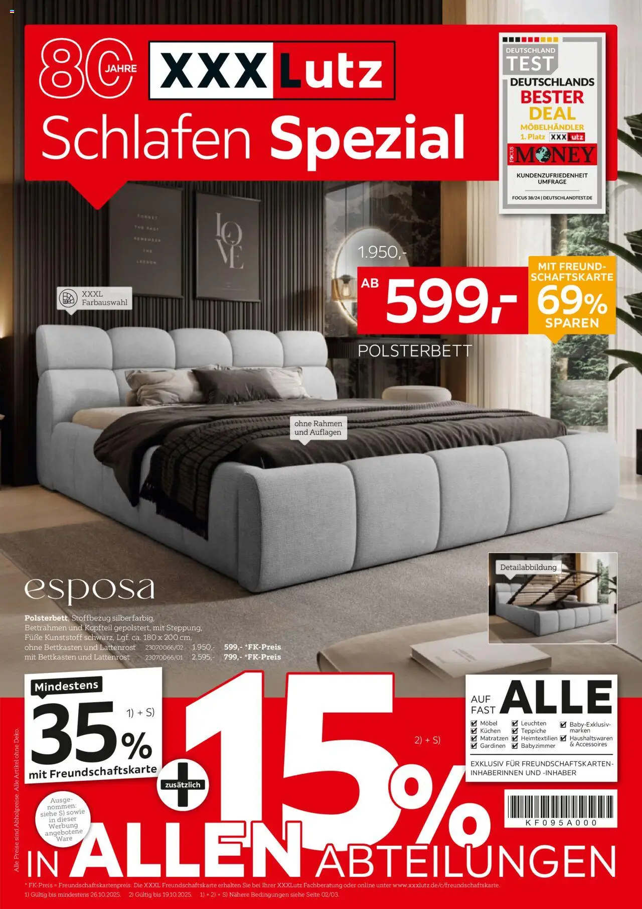 XXXL Lutz Schlafen Spezial – gültig ab 12.10.2025 | Seite: 1 | Produkte: Lattenrost, Polsterbett, Kuchen
