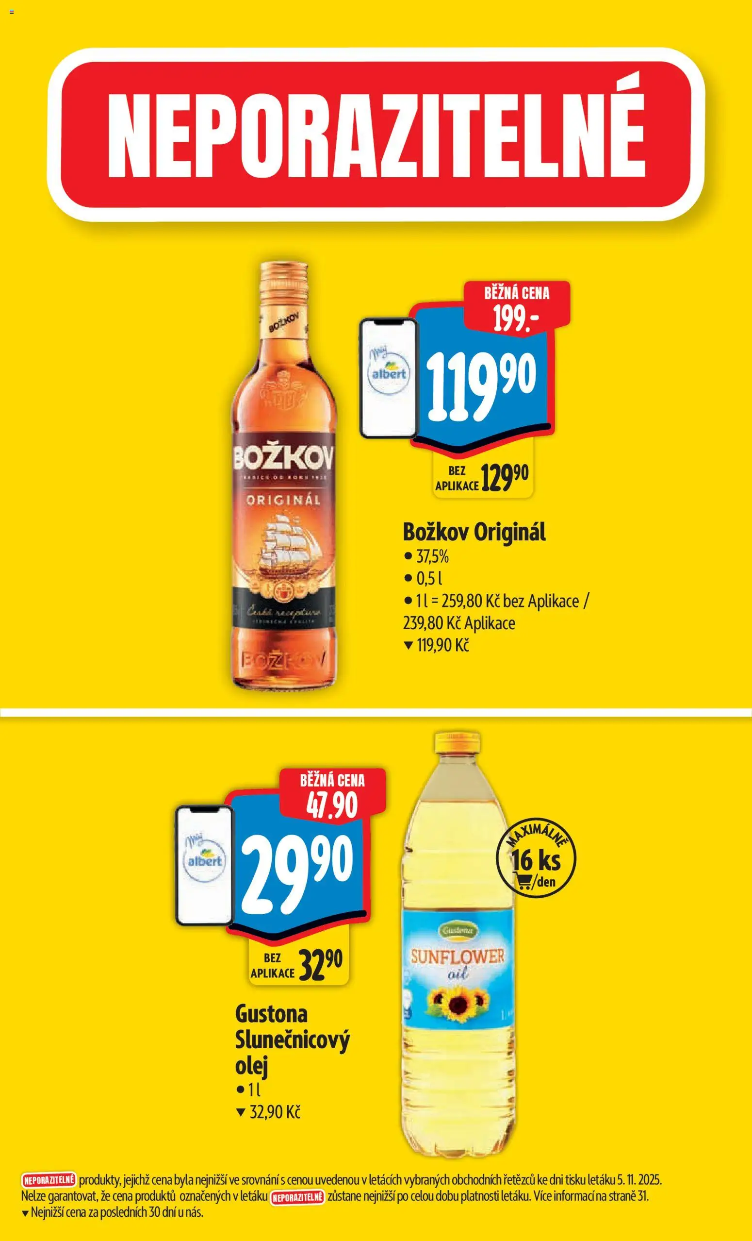 Albert Black Friday od 12.11.2025 | Strana: 4 | Produkty: Olej, Slunečnicový olej, Božkov, Božkov originál